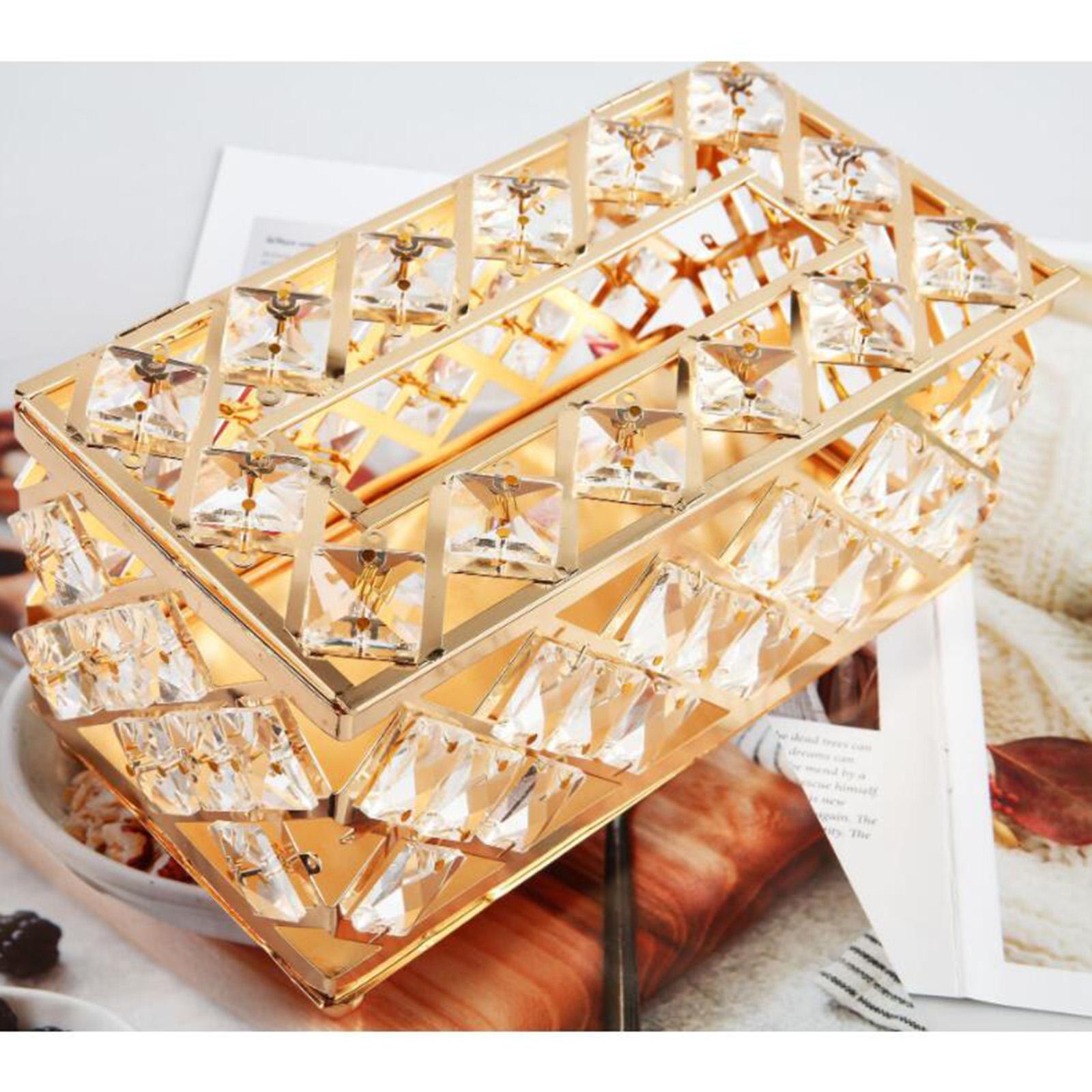 Modern Crystal Tissue Box Rhinestones Decorative Rectangle Napkin Dispenser