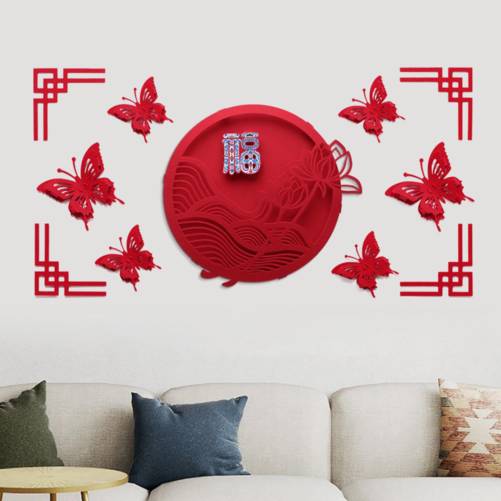 Chinese New Year Window Stickers Handmade for Decoration Housewarming Gift Round Lotus
