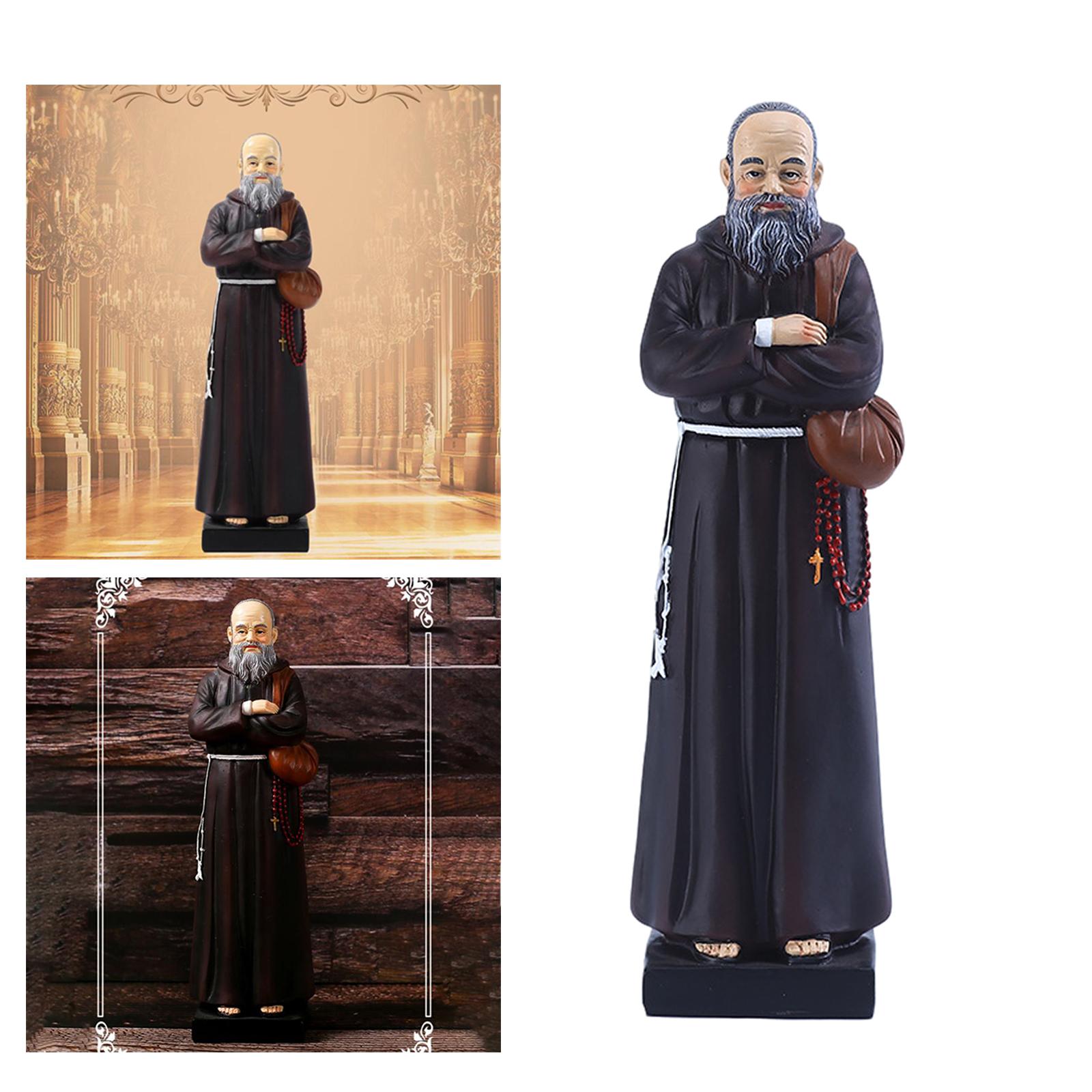 Handmade Serious Priest Statue Religious Sculpture for Church Home Ornament