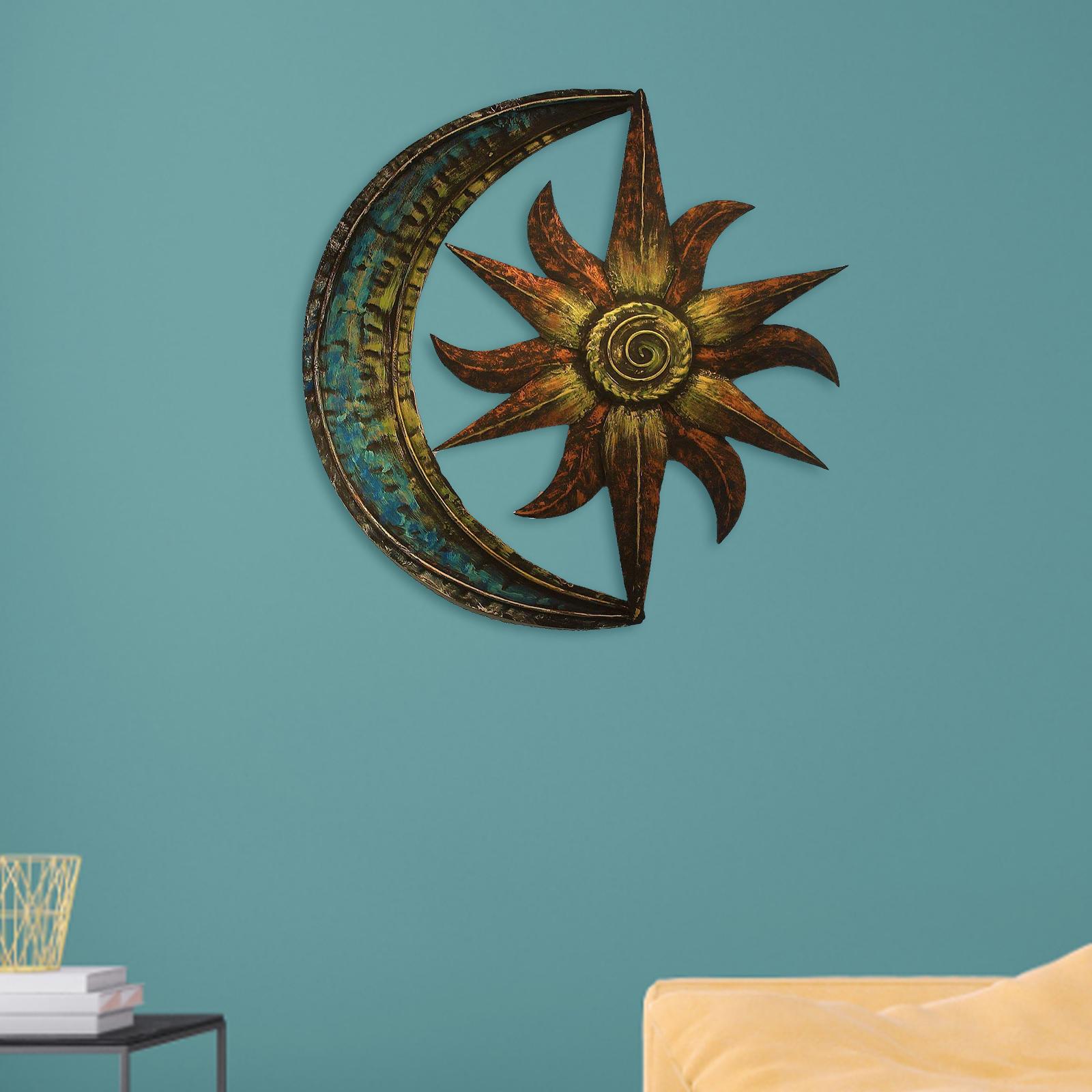 Sun Moon Metal Wall Art Sculpture Celestial Lawn Bathroom 35cm