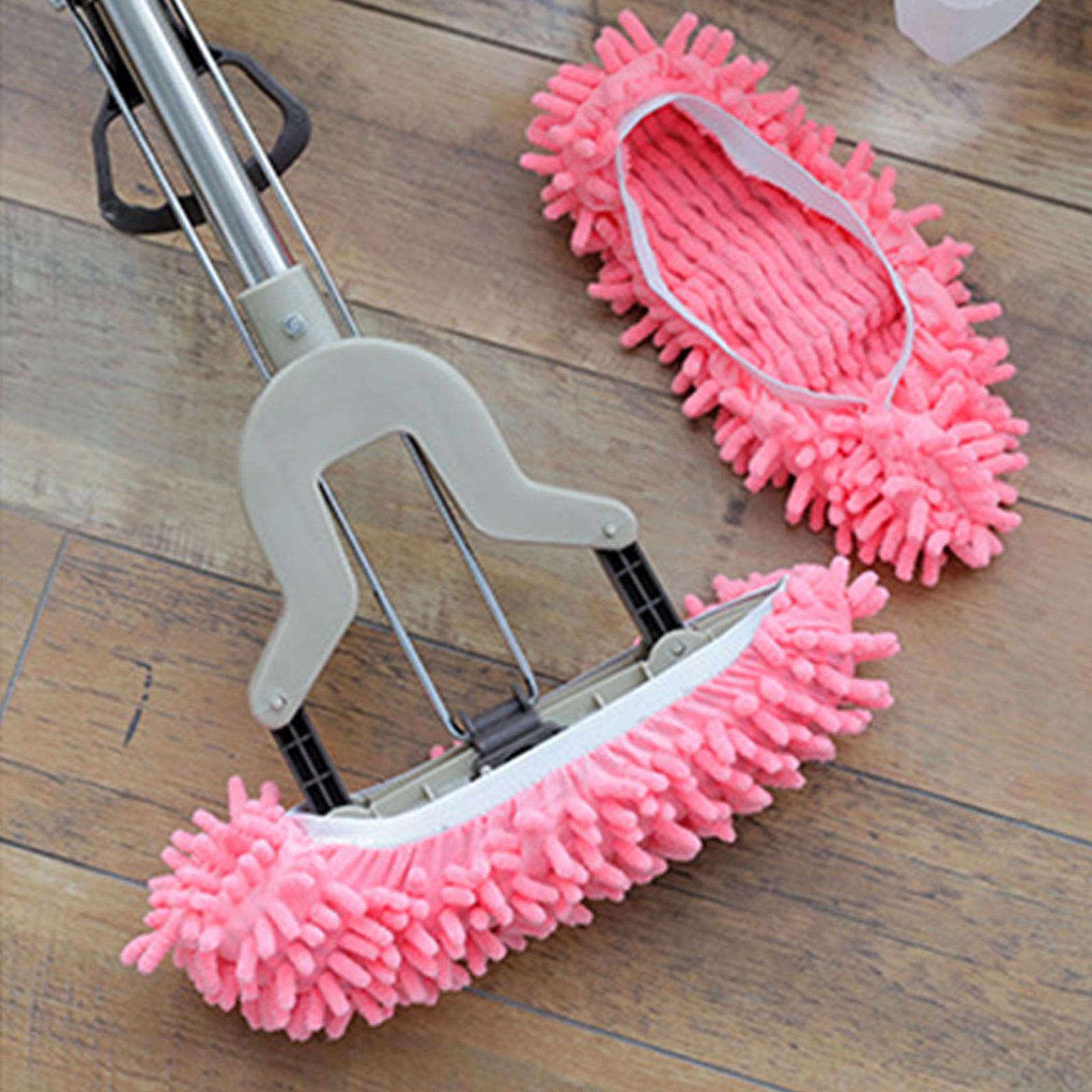 Mop Slippers Cleaner Shoes Cover for House Bathroom Floor Cleaning Pink