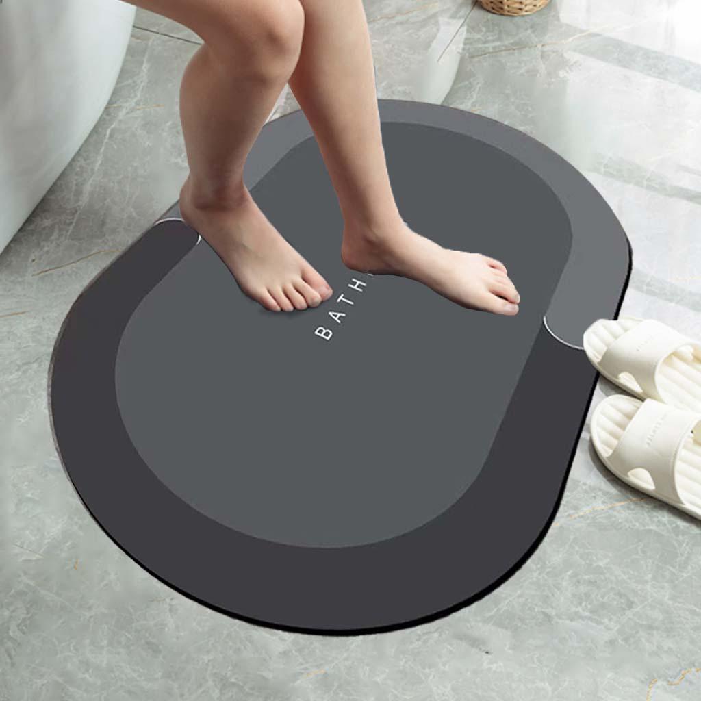 Bathroom Mat Absorbent Balcony Carpet Floor Shower Rugs Oval Black S