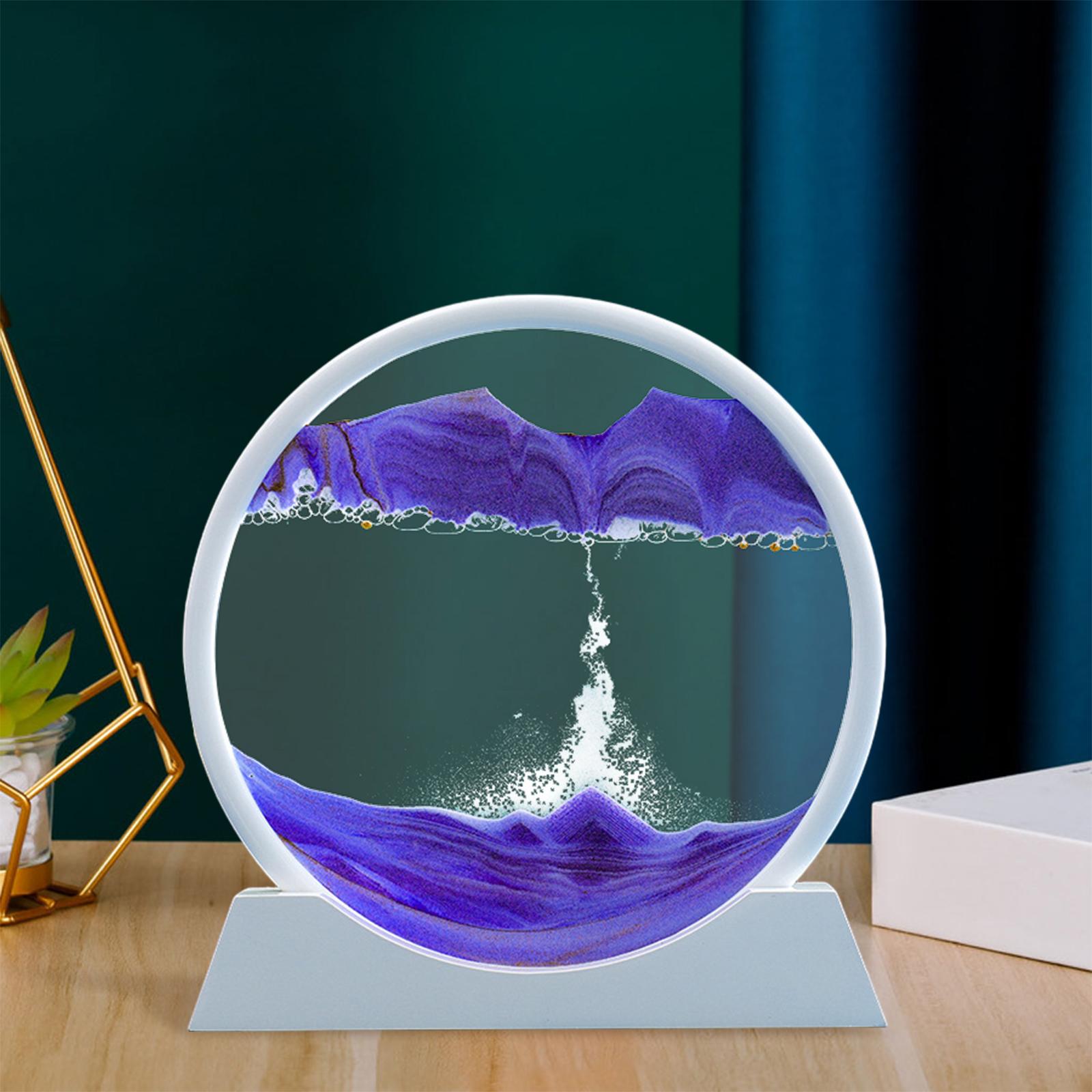 Dynamic Natural Landscape Flowing Sand Picture 3D Quicksand Painting Gift Purple 7in