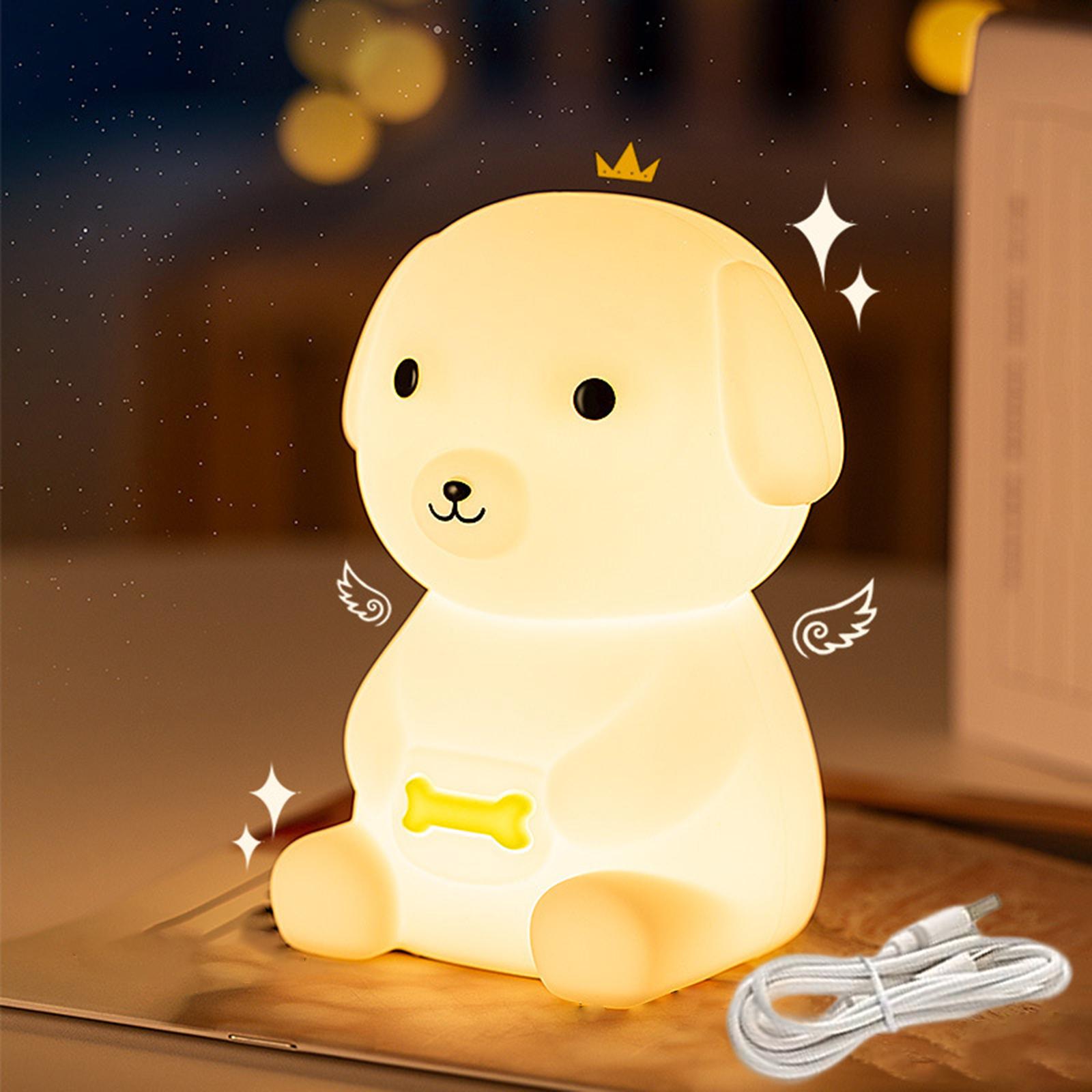 Cartoon Silicone Puppy Night Light Bedside USB Rechargeable for Kids Bedroom