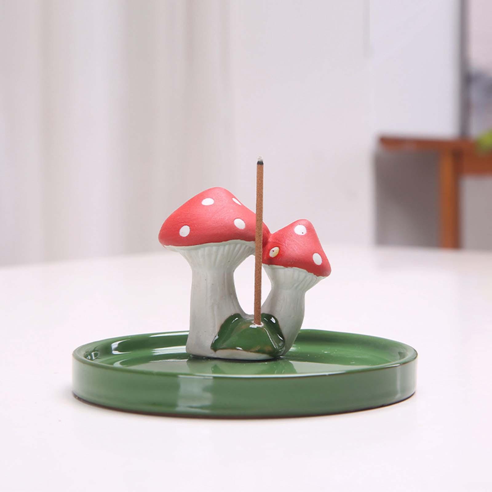 Mushroom Incense Stick Burner Tray Censer Incense Sticks Holder 2 mushrooms 