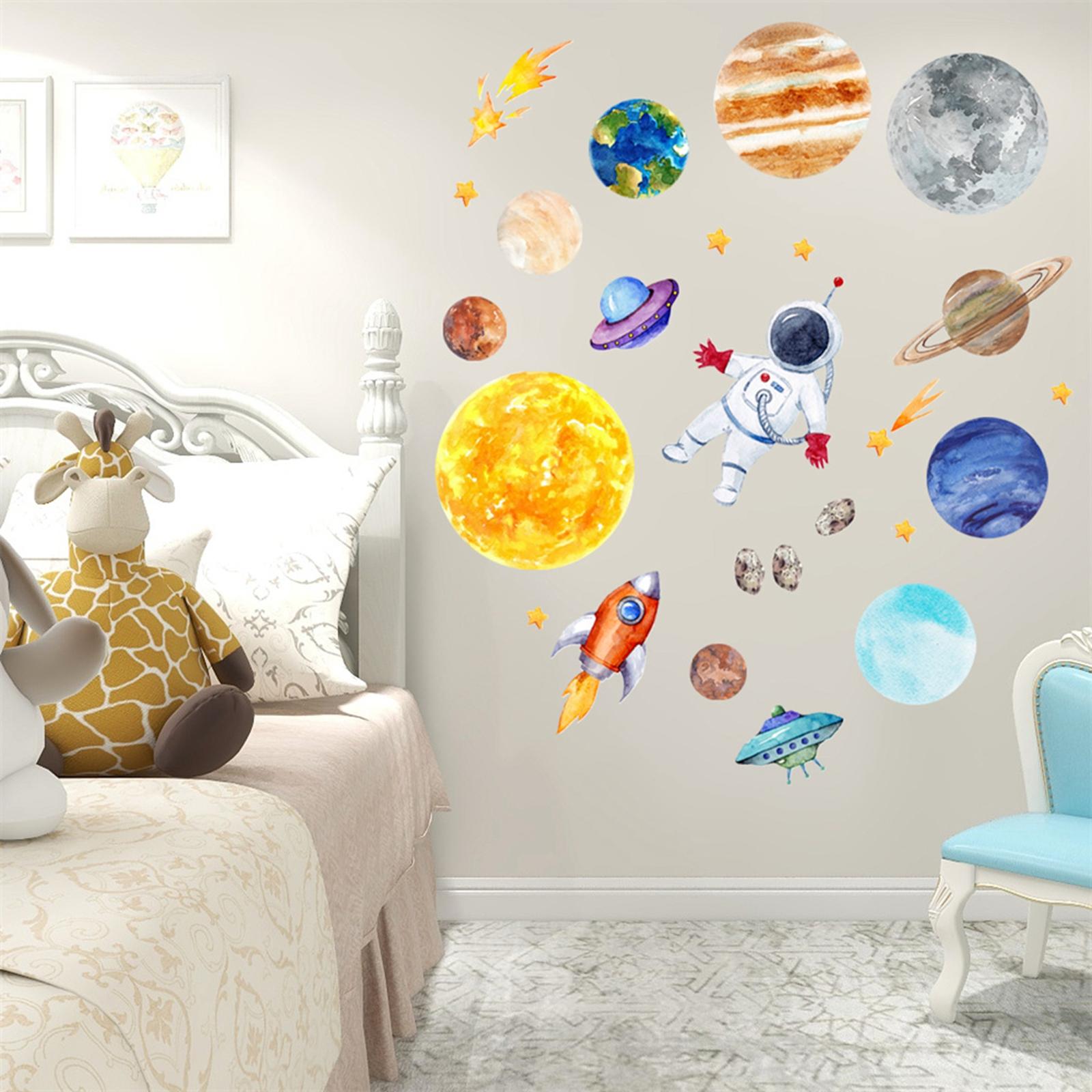  Space Wall Sticker Murals DIY Playroom Home Room Planet Wall Decal
