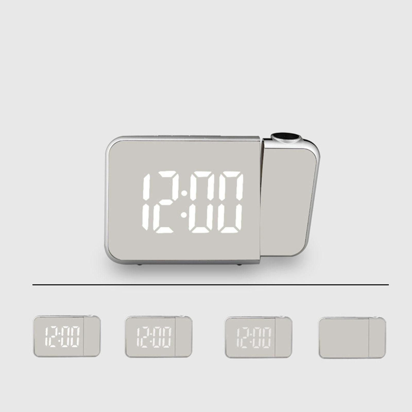 Digital Mirrored Projection Alarm Clock with Temperature Date Black shell