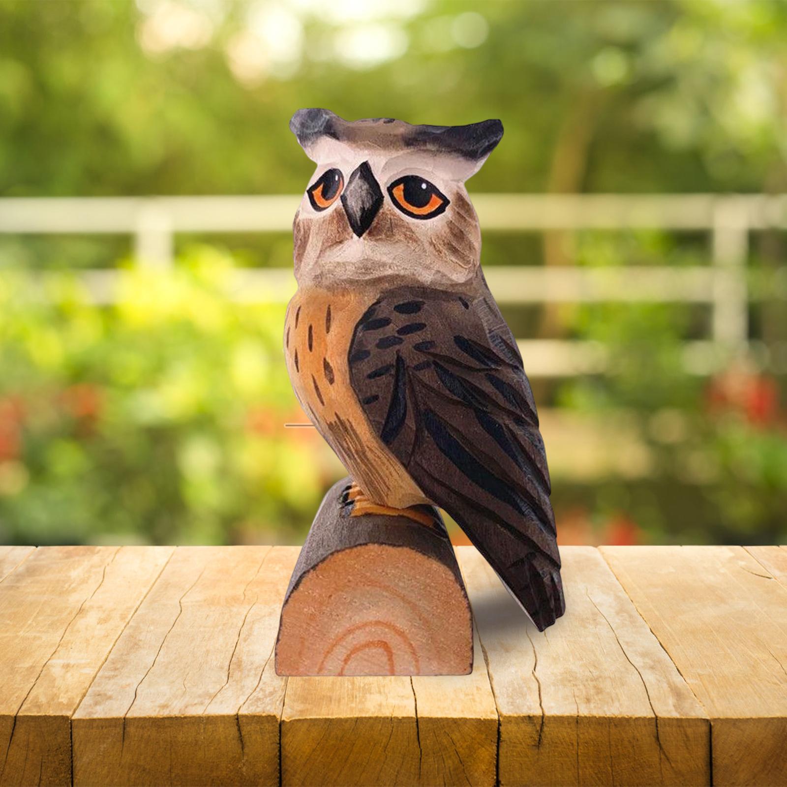 Owl Statue Sculpture Collectible Bird Figurine for Office Home brown