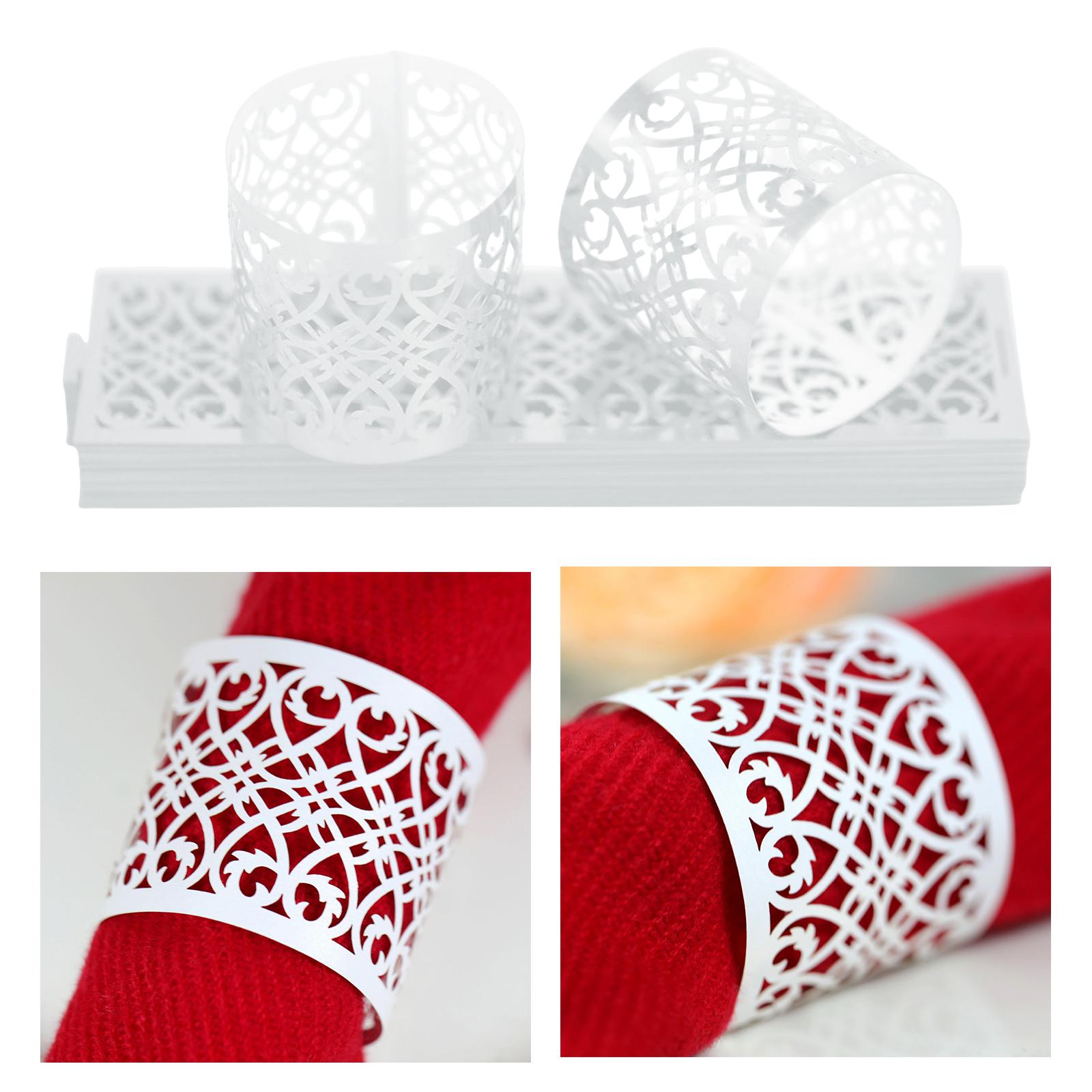20x Napkin Holder Hollow Paper Napkin Ring for Holiday Ornament Party Favor White