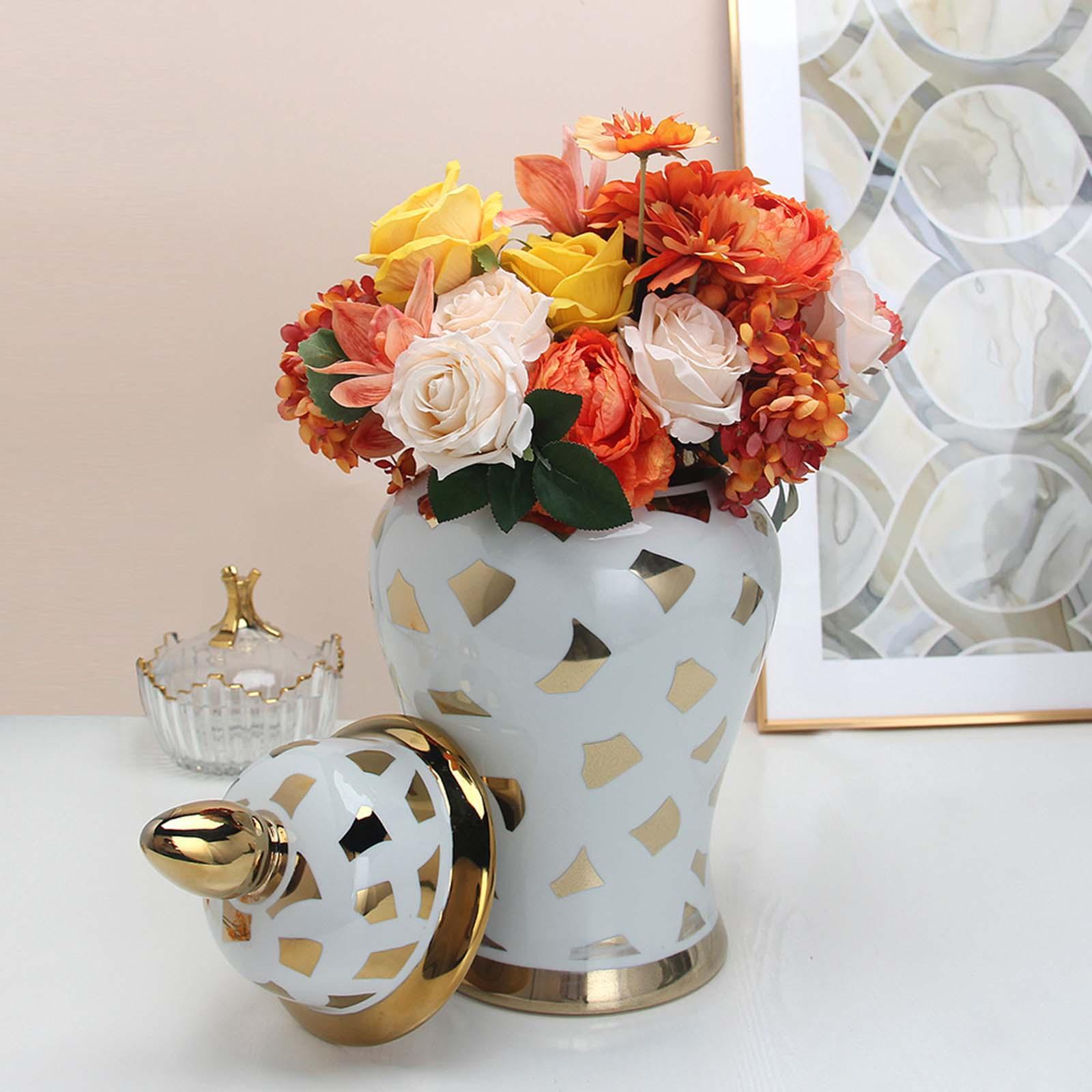 Mandarin Ceramic Ginger Jar with Lid Ornaments Home living room