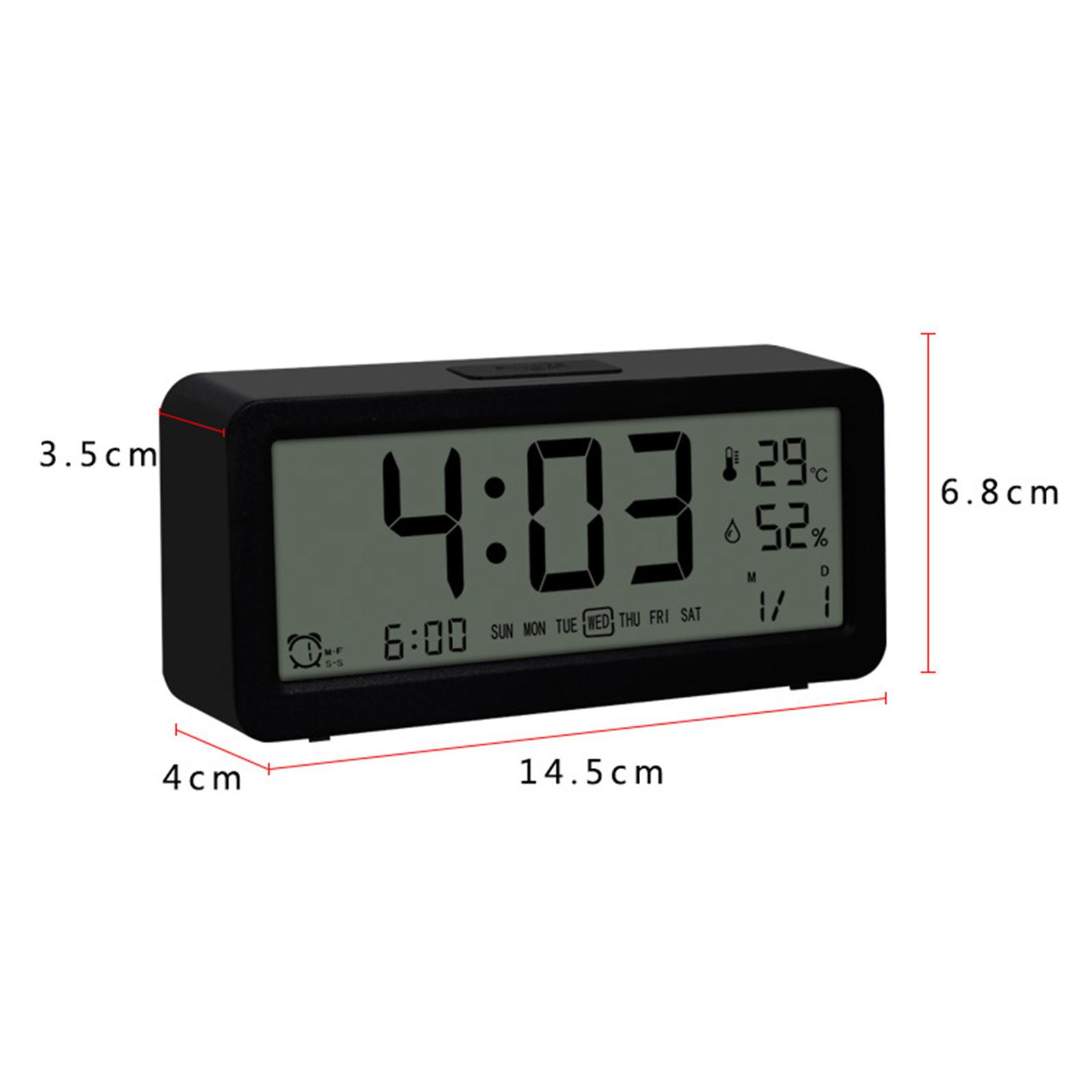 Digital Alarm Clock Temperature Humidity Display for Kids Tabletop Bedroom White