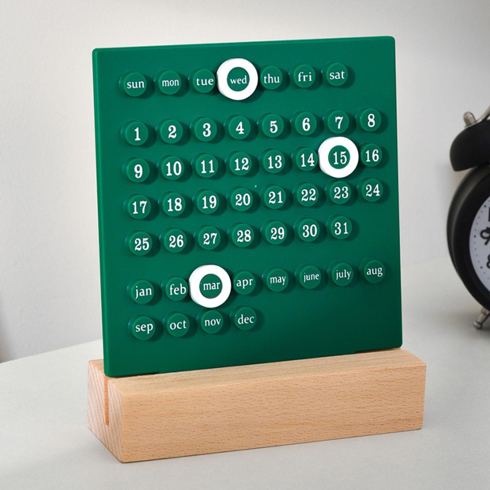 Creative Perpetual Calendar Ornaments Reusable Handmade for Desktop Home green