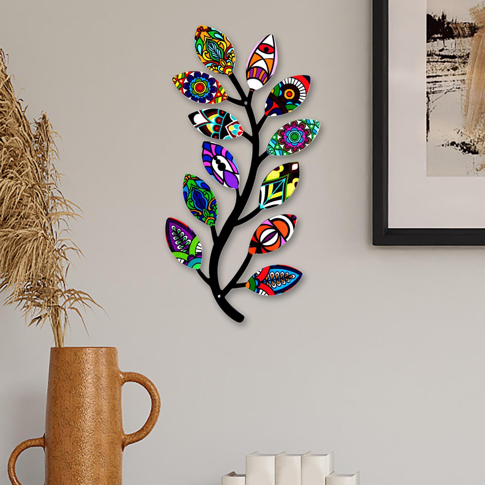 Metal Tree Branch Wall Art Decor, Wall Sculpture for Home Living Room Patio StyleC