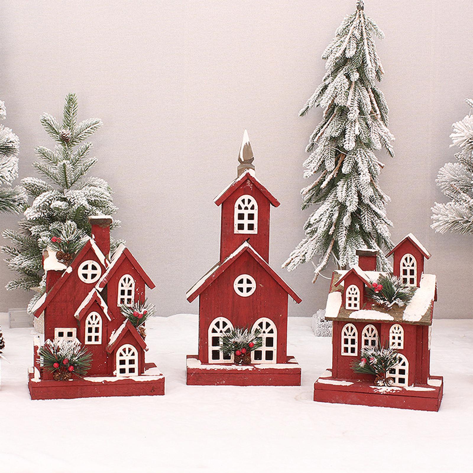 Village House Christmas LED Lights Buildings Room Battery Operated Figurines StyleA  24x13x33cm