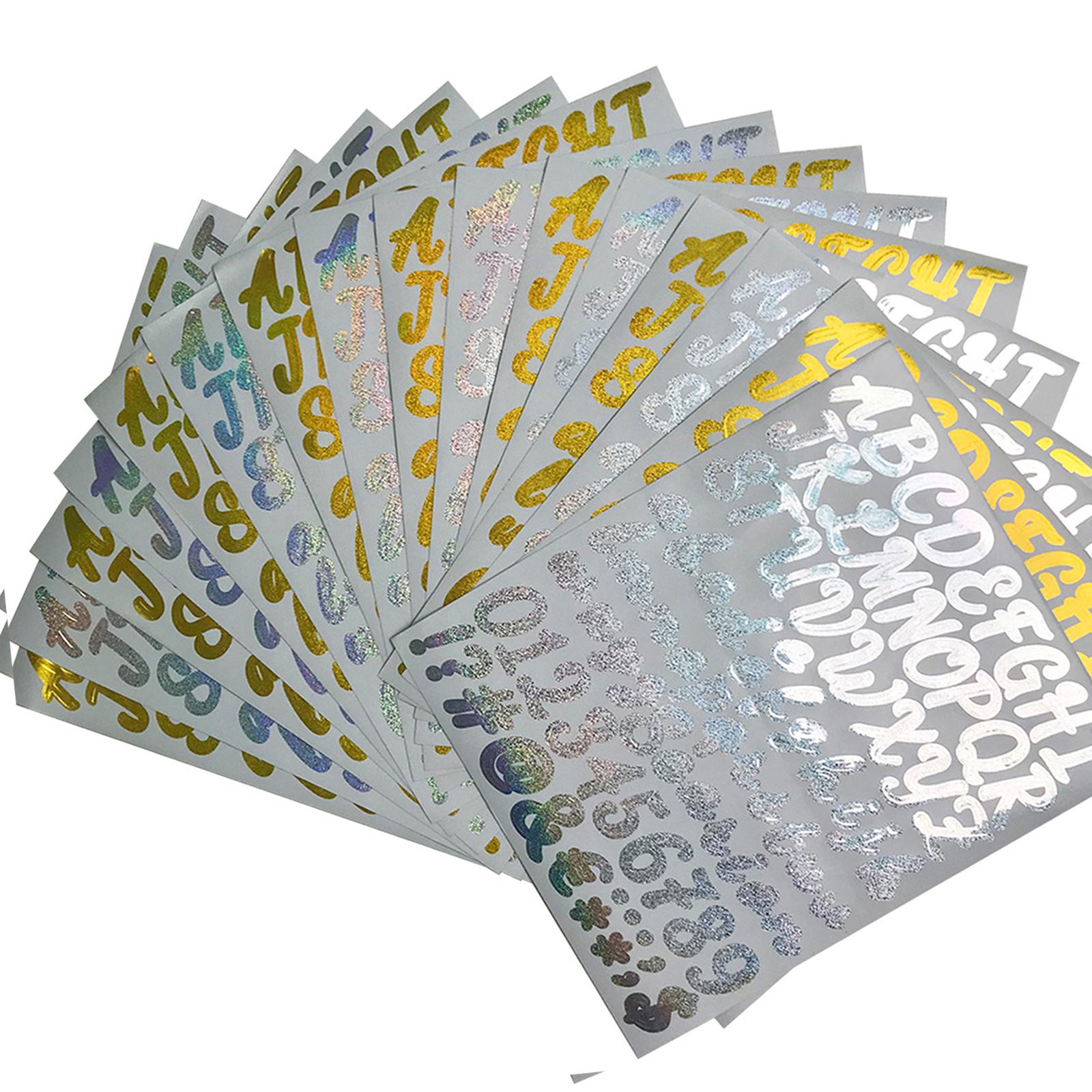 16x Vinyl Letter Number Stickers Decals Card Notebook Alphabet Number Labels