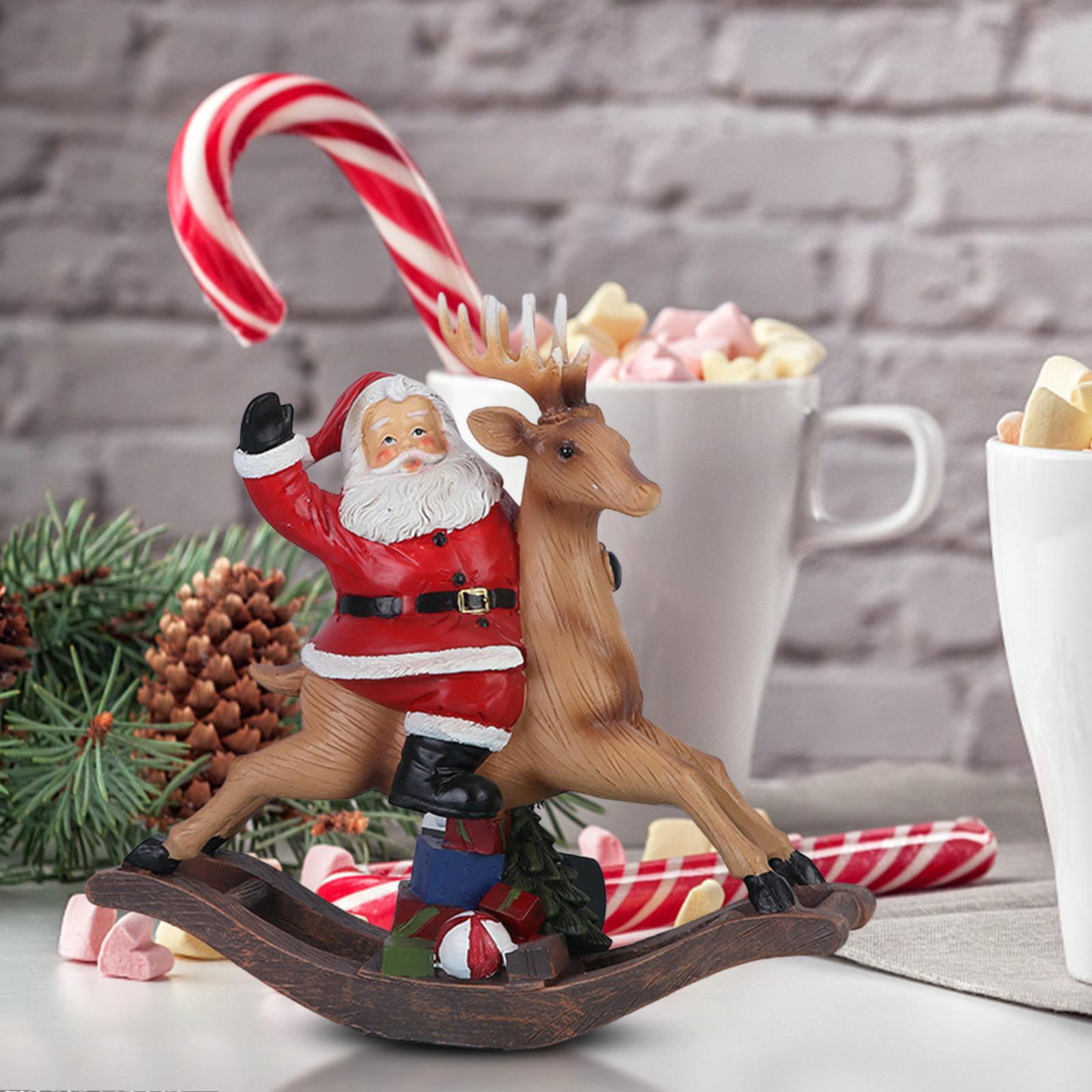 Santa Claus Figurine Christmas Reindeer Resin Statue for Office Housewarming