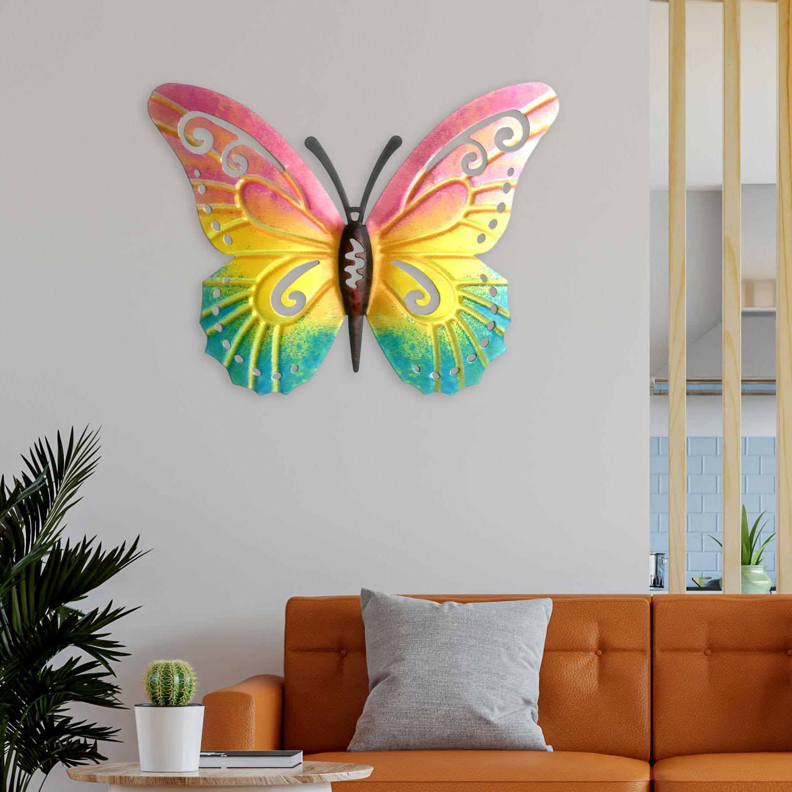 Butterfly Wall Decors Wall Sculptures Figurines for Garden Home Decors pink yellow blue