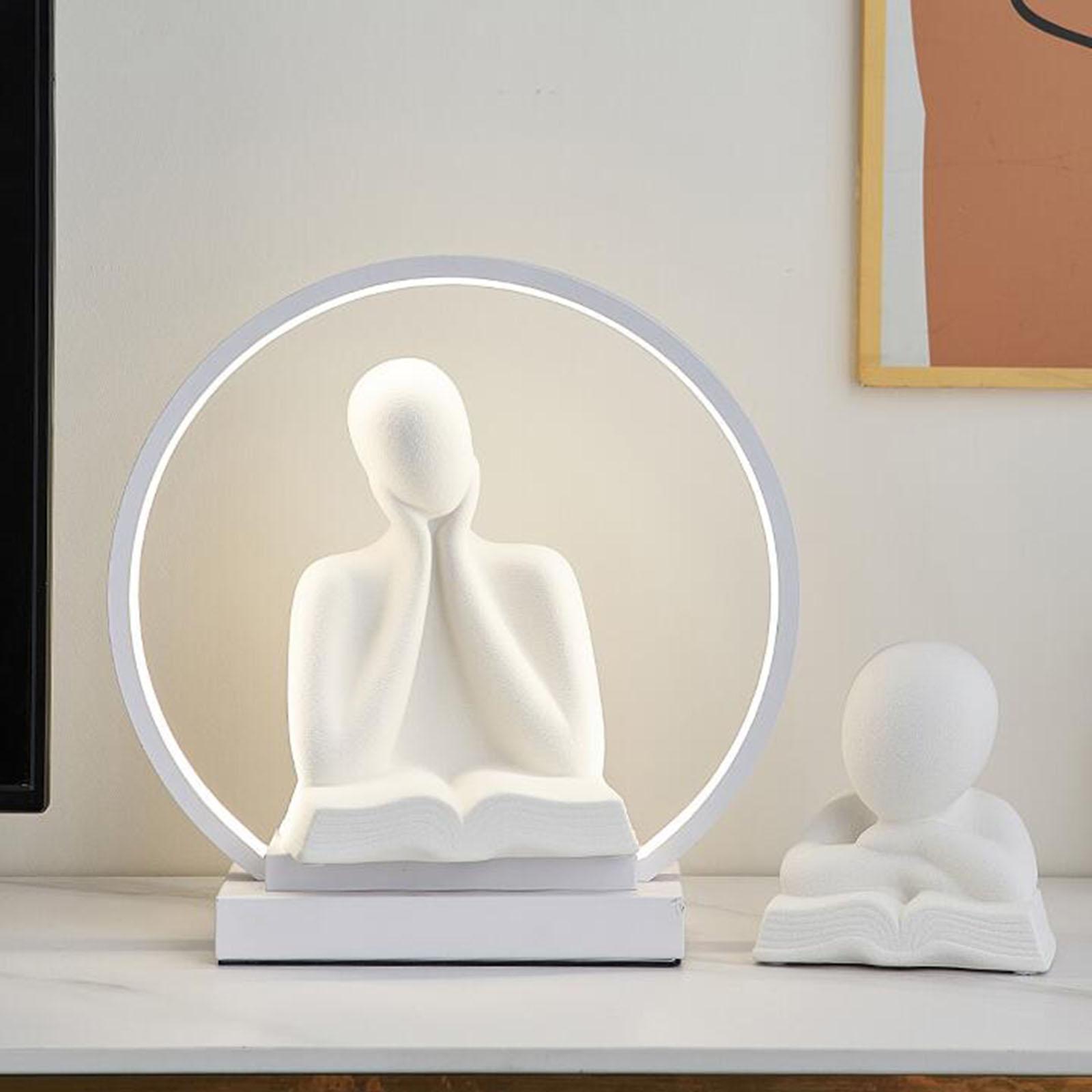 Modern Abstract Figurine Sculpture Home Decor Ceramic Statue for Bookshelf White, Reading