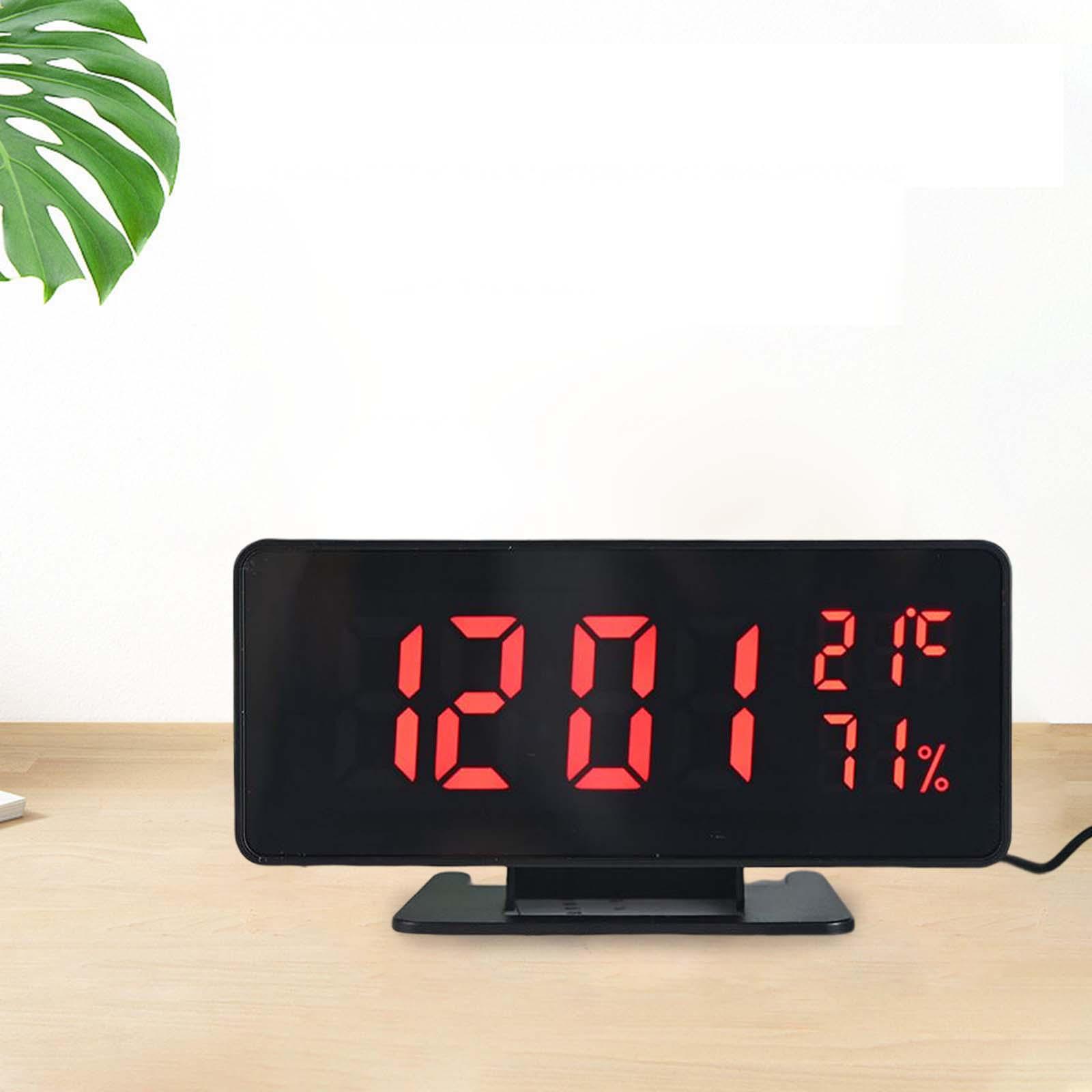 USB Digital Alarm Clock Date Display Bedroom Home Decor Decorative LED Red