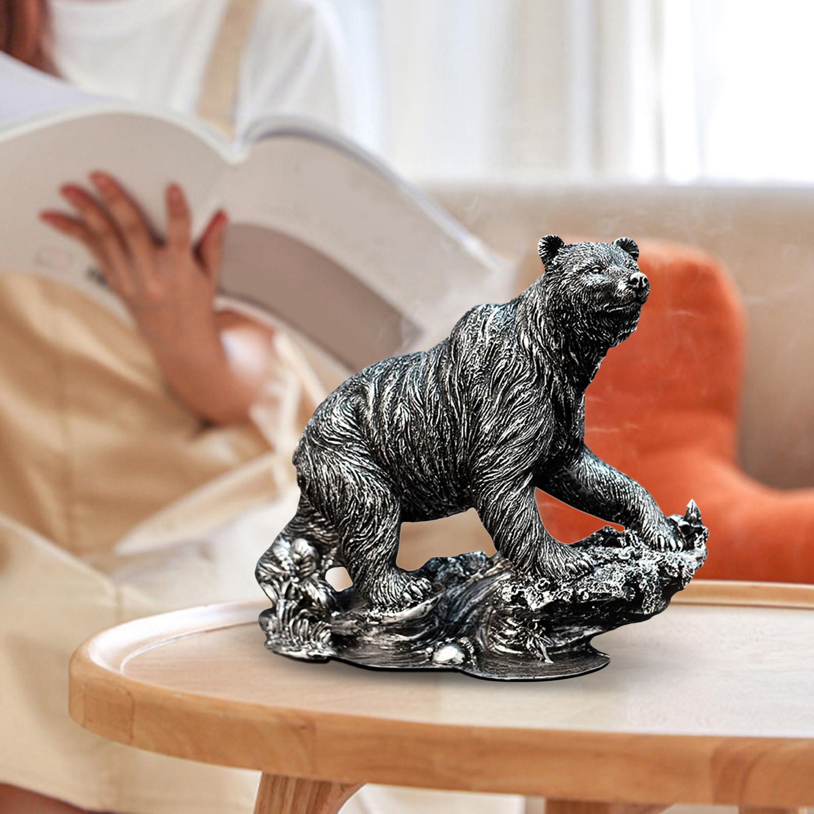 Bear Figurine Animals Statue Artwork for Living Room Counter Shopwindow Black