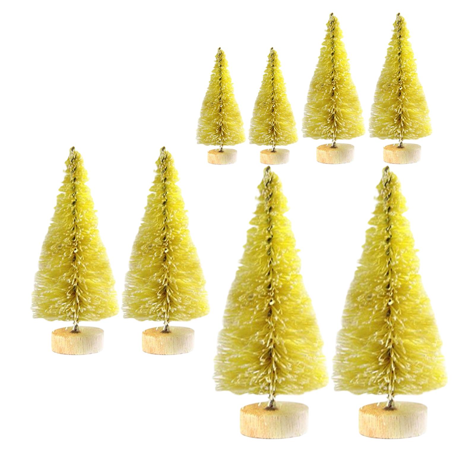 8x Desktop Miniature Pine Tree Ornaments for Desk Christmas Party Holiday Yellow