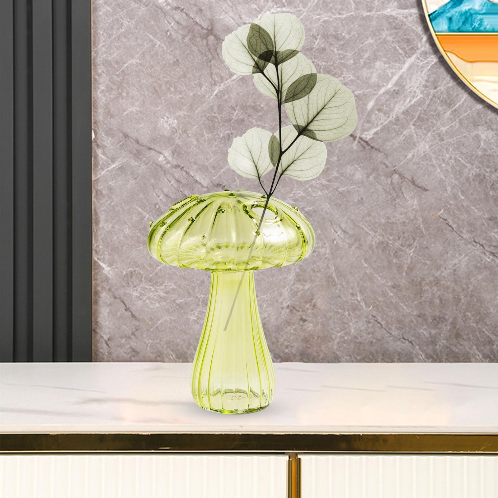 Creative Flower Vase Decorative Vases Mushroom Shaped Glass Vase Home Decor Green