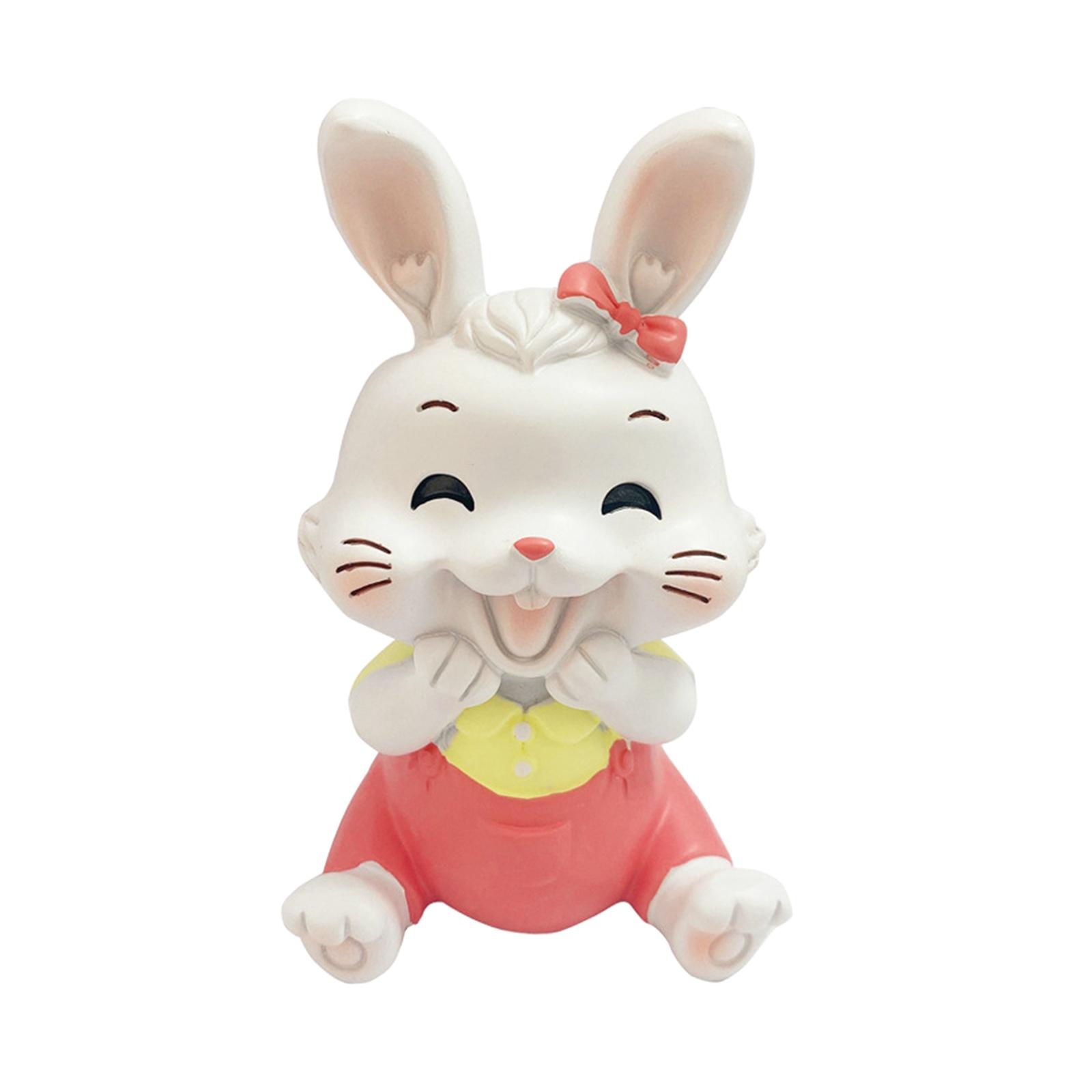 Cute Rabbit Statue Animal Figures Art Sculpture for Office Shelf Decoration Female Bunny