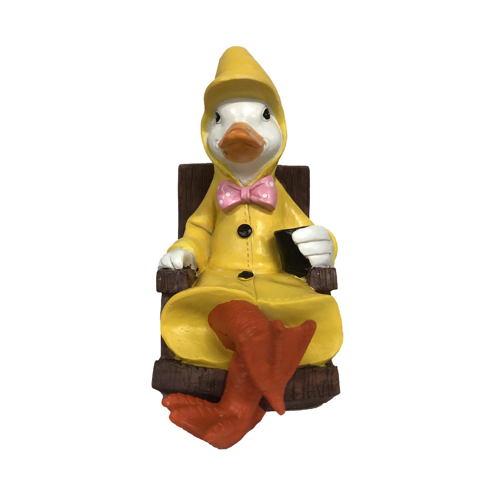 Raincoat Duck Statue Garden Figurine Outdoor Sculpture Seat 18x11.5x21.5cm