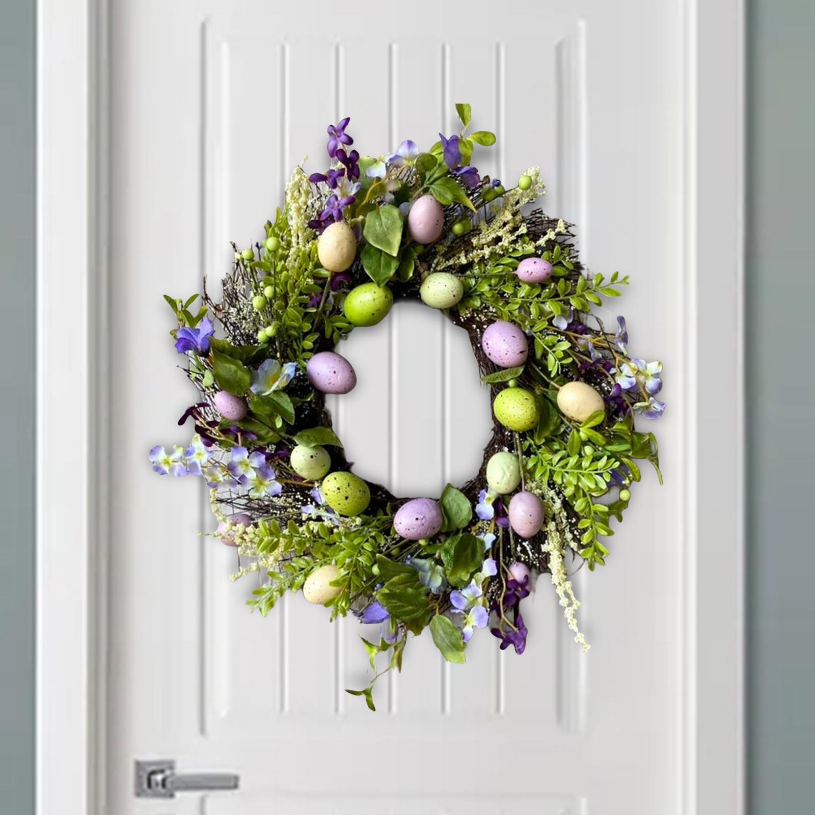 35cm Flower Wreath Hanging Easter Eggs Wreath for Living Room Holidays