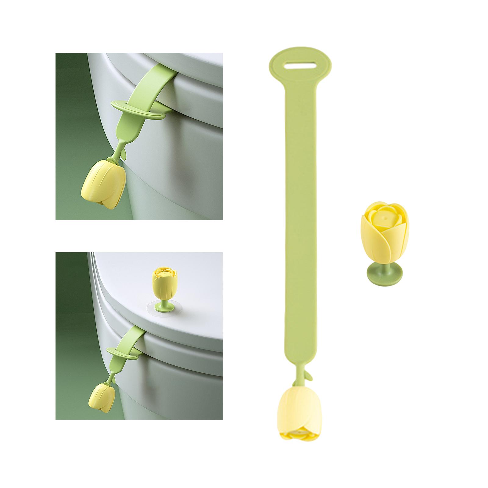 Floral Toilet Cover Lifter Avoid Touching Portable Lift Tool for Office Green Color Set