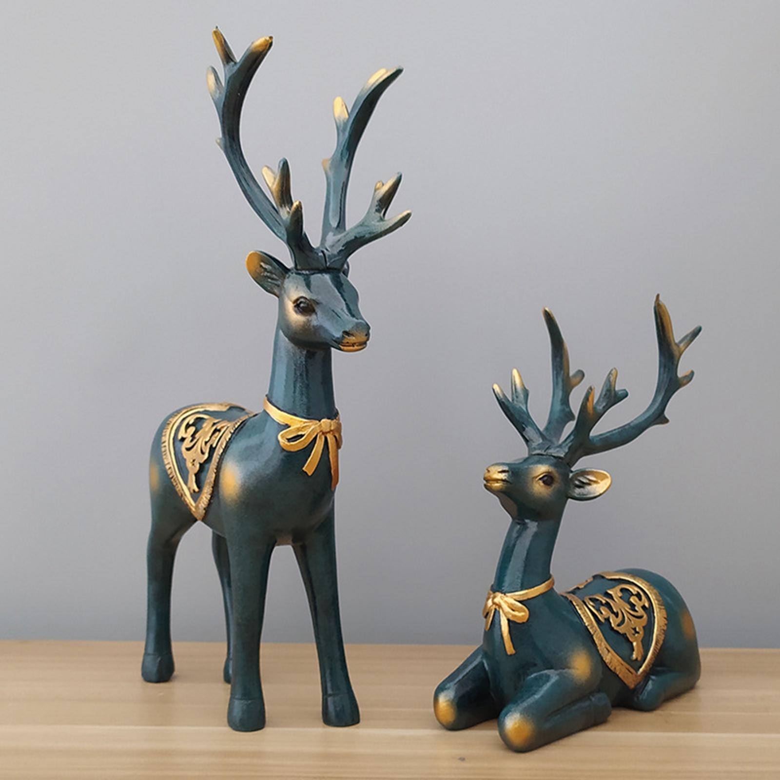 2x Nordic Style Deer Statue Reindeer Figurine Art Crafts Elk Sculpture