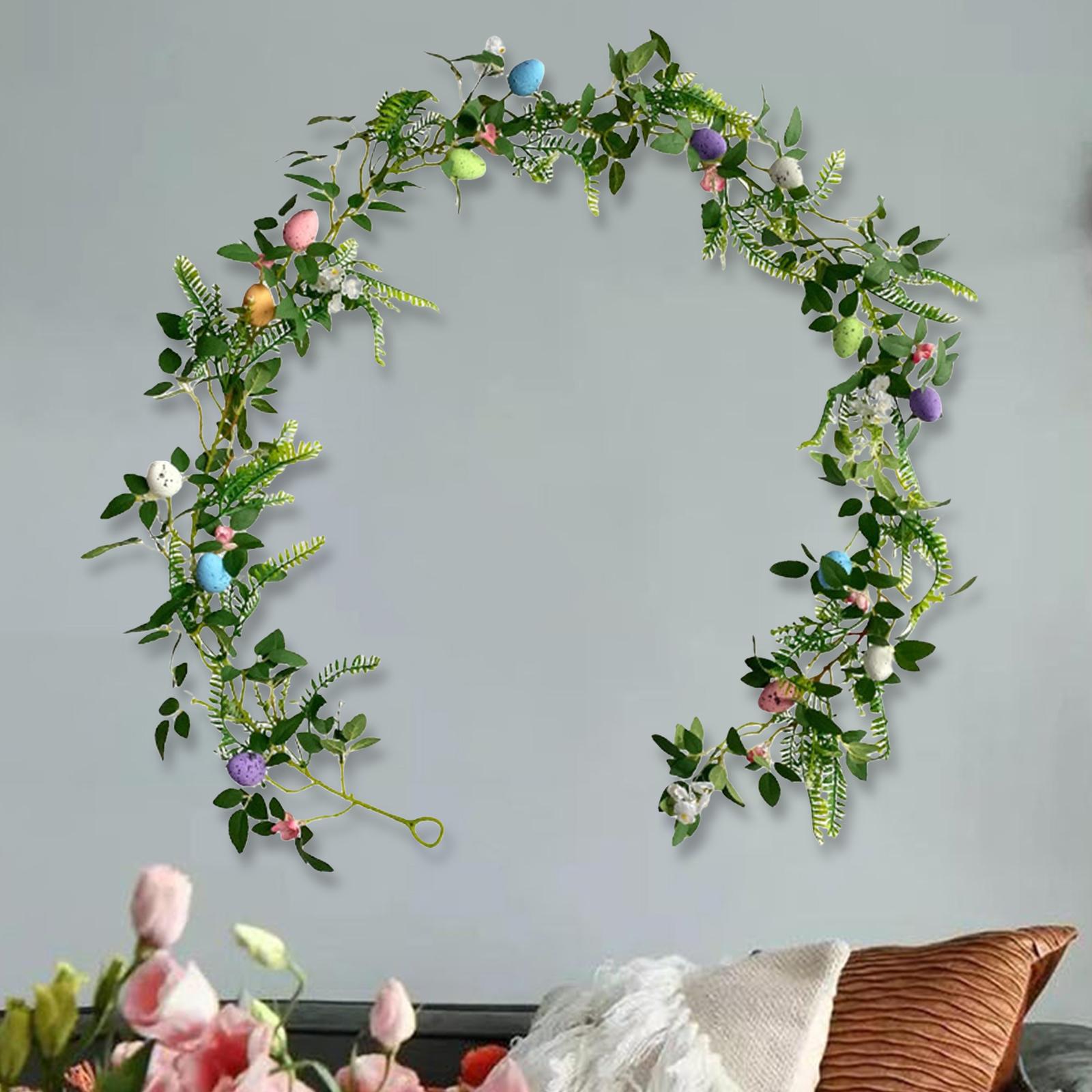 Artificial Easter Egg with Leaves Vine Garland Ornament Vivid and Stylish 190cm