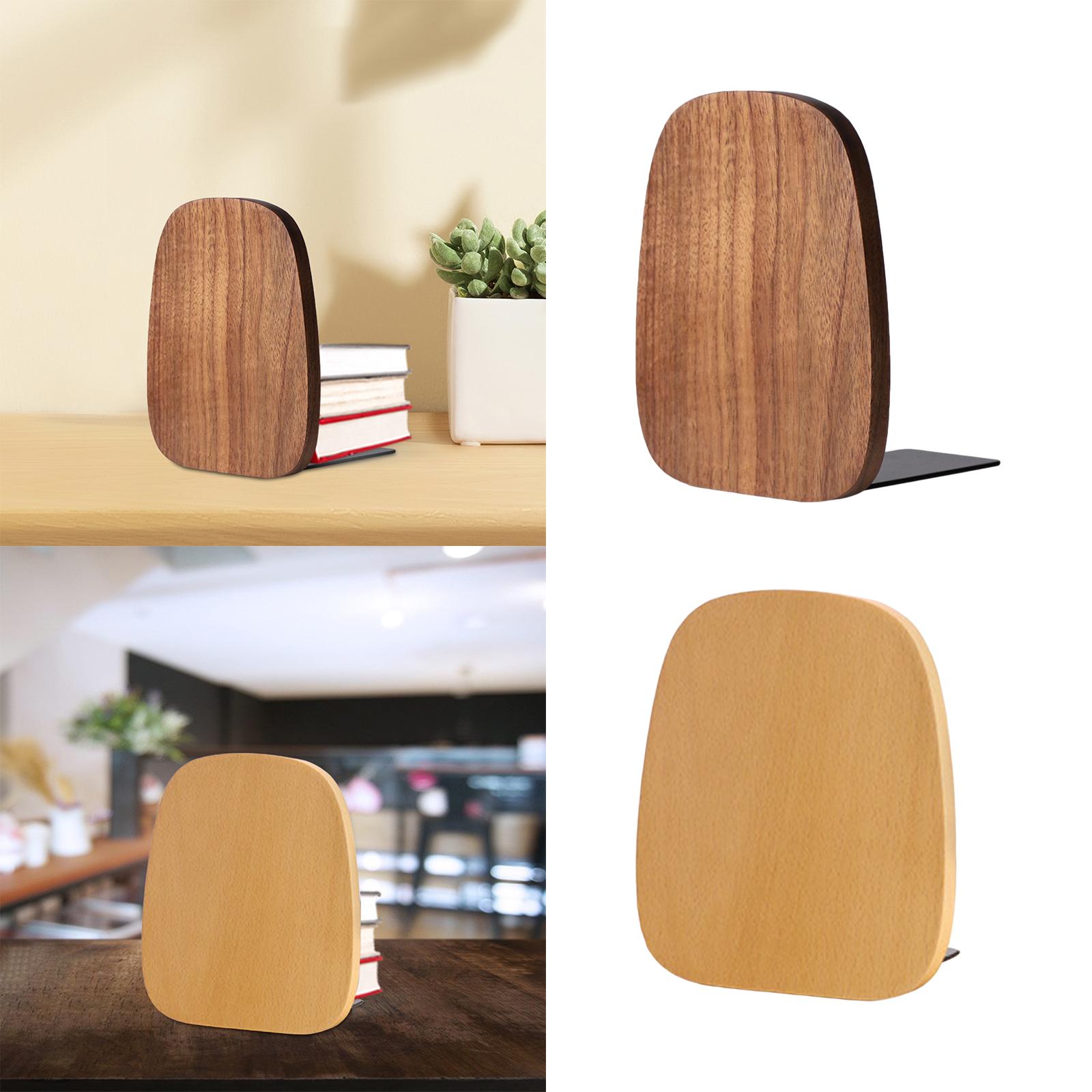 Books Stopper Book Support Wooden Bookends for Bedroom Office Office Workers Dark Walnut