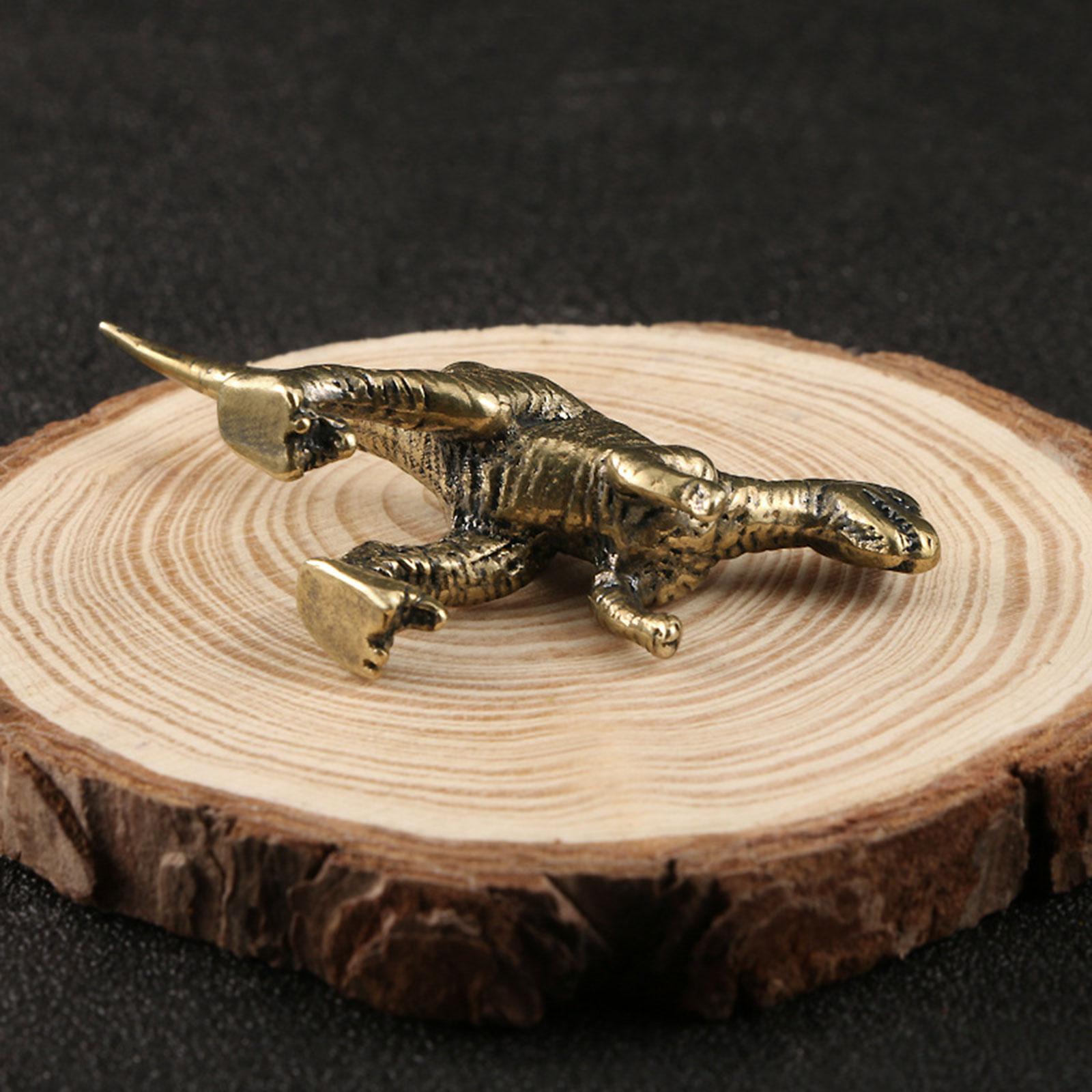 2xDinosaur Figurine Miniature Sculpture Copper Dinosaur Statue for Living Room