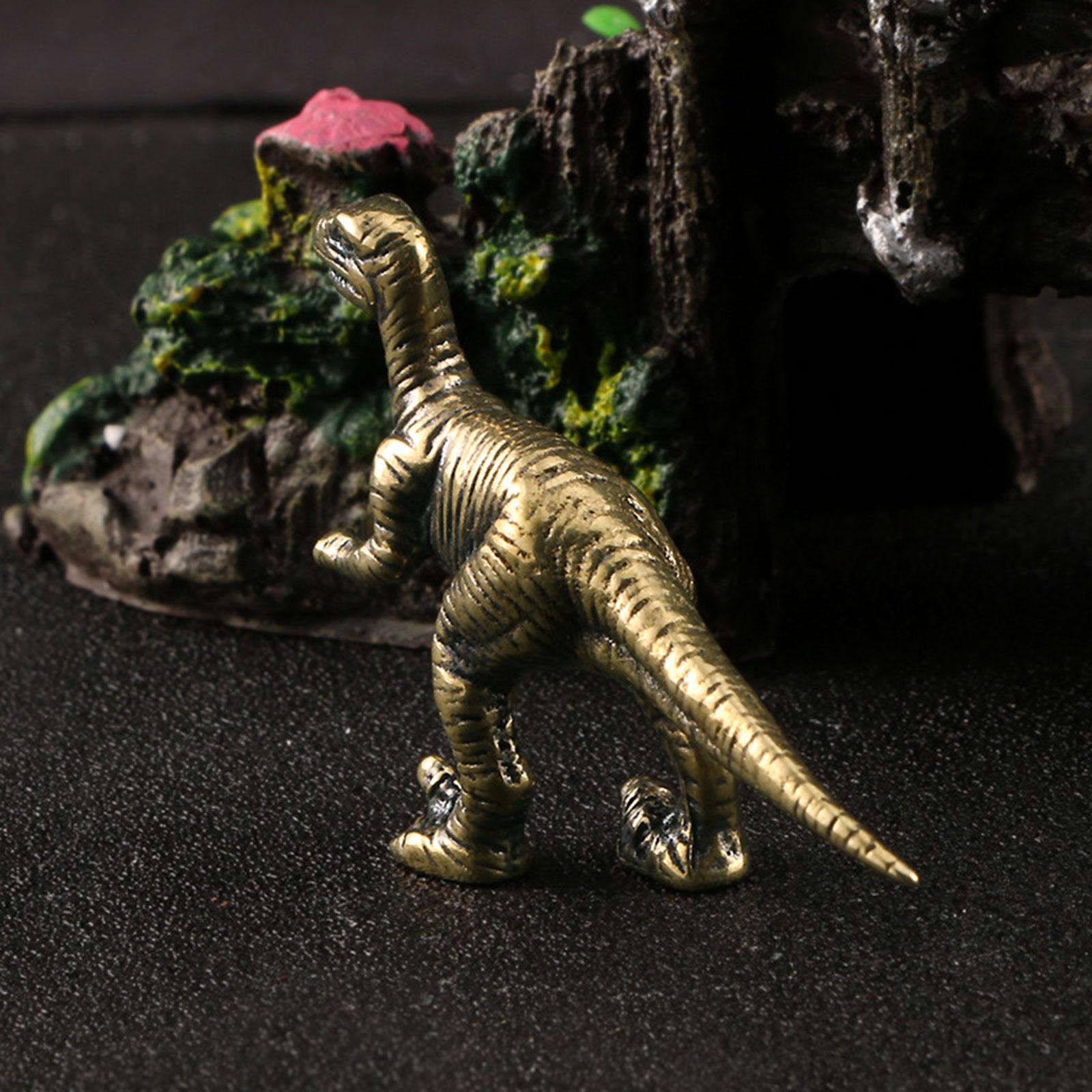 Dinosaur Figurine Miniature Sculpture Copper Dinosaur Statue for Living Room