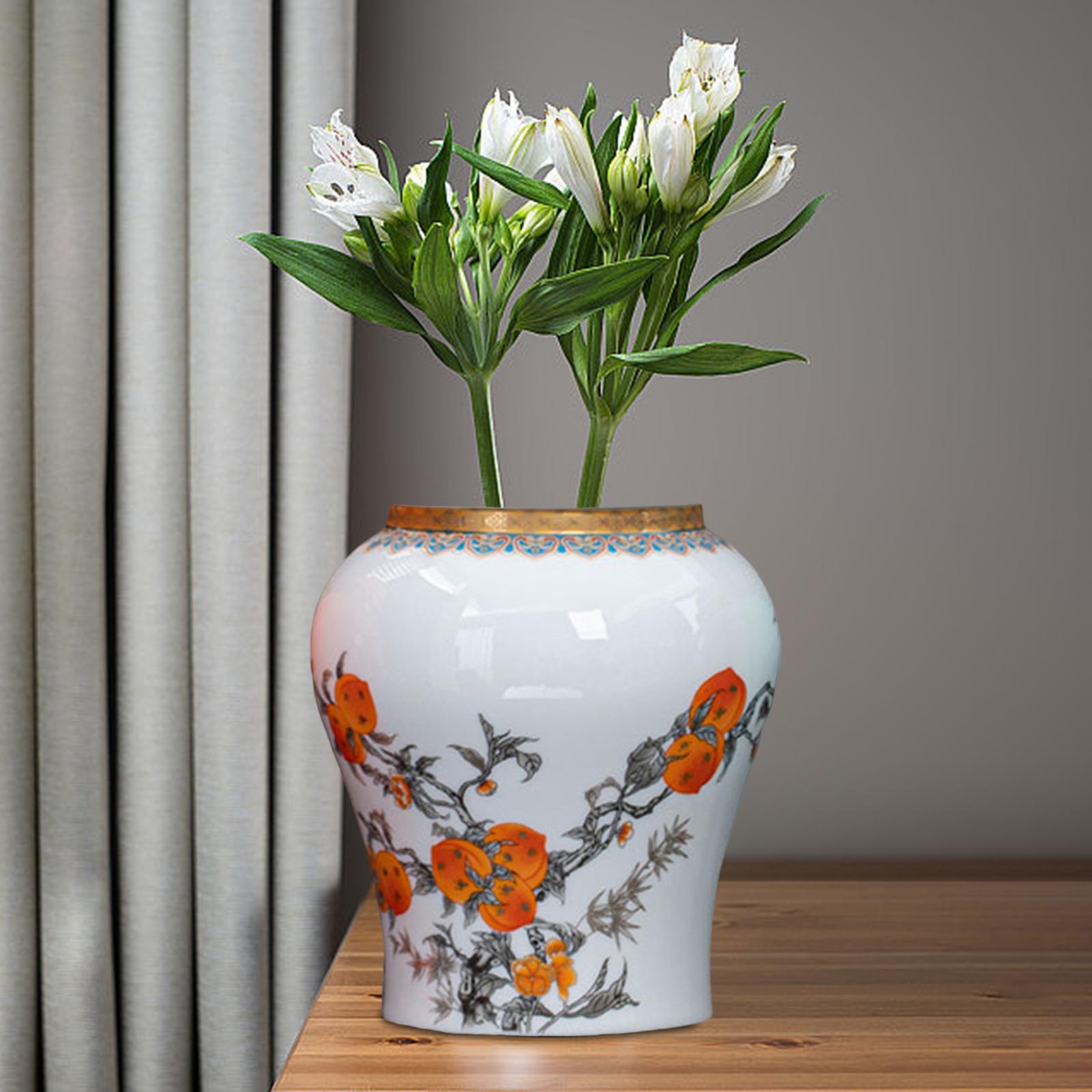 Porcelain Ginger Jar Temple Jar Elegant Nine Peach Pattern for Party Desktop White