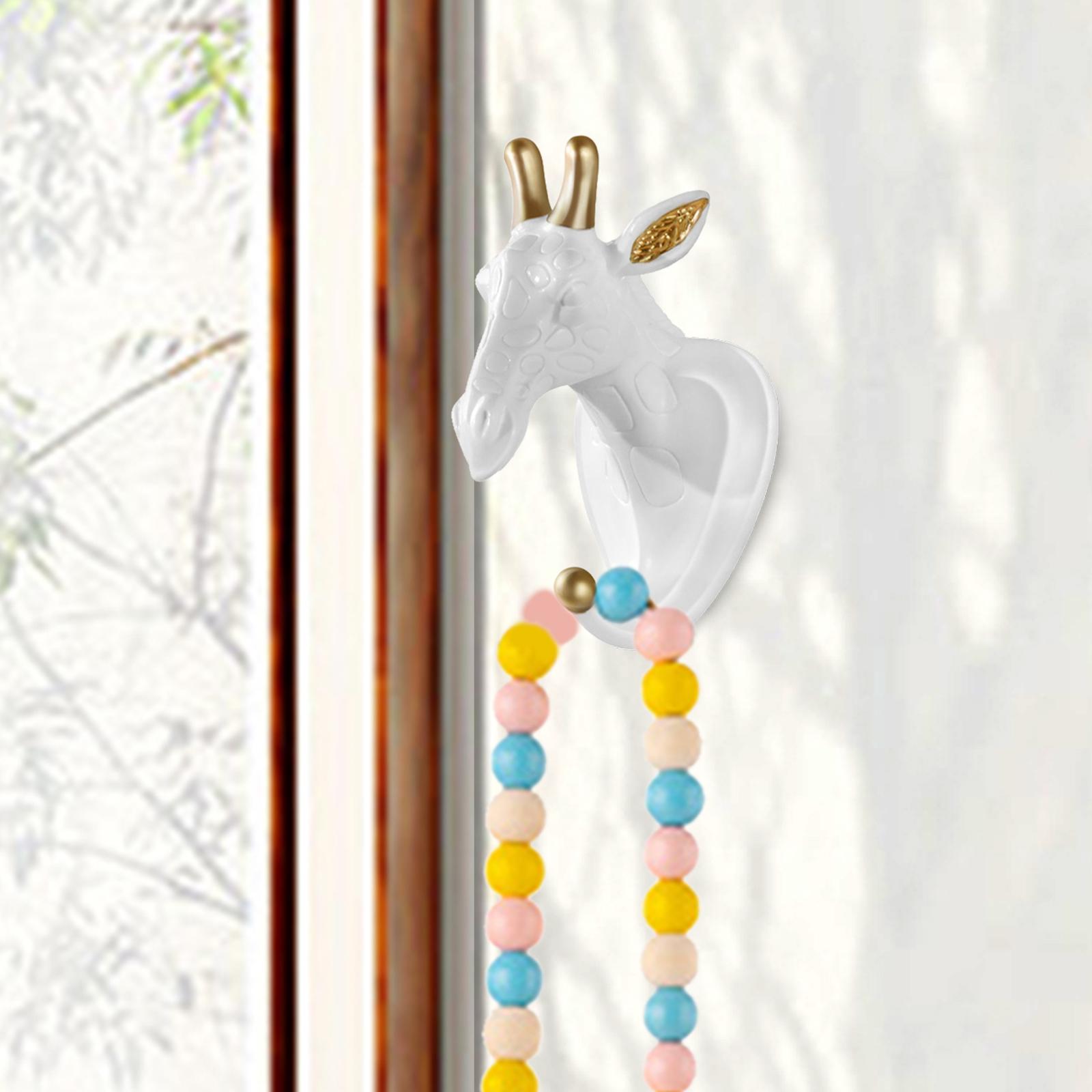 Head Coat Hook Enamel Cute Crafts Animal Hanger for Bedroom Entryway Kitchen White Aureate 