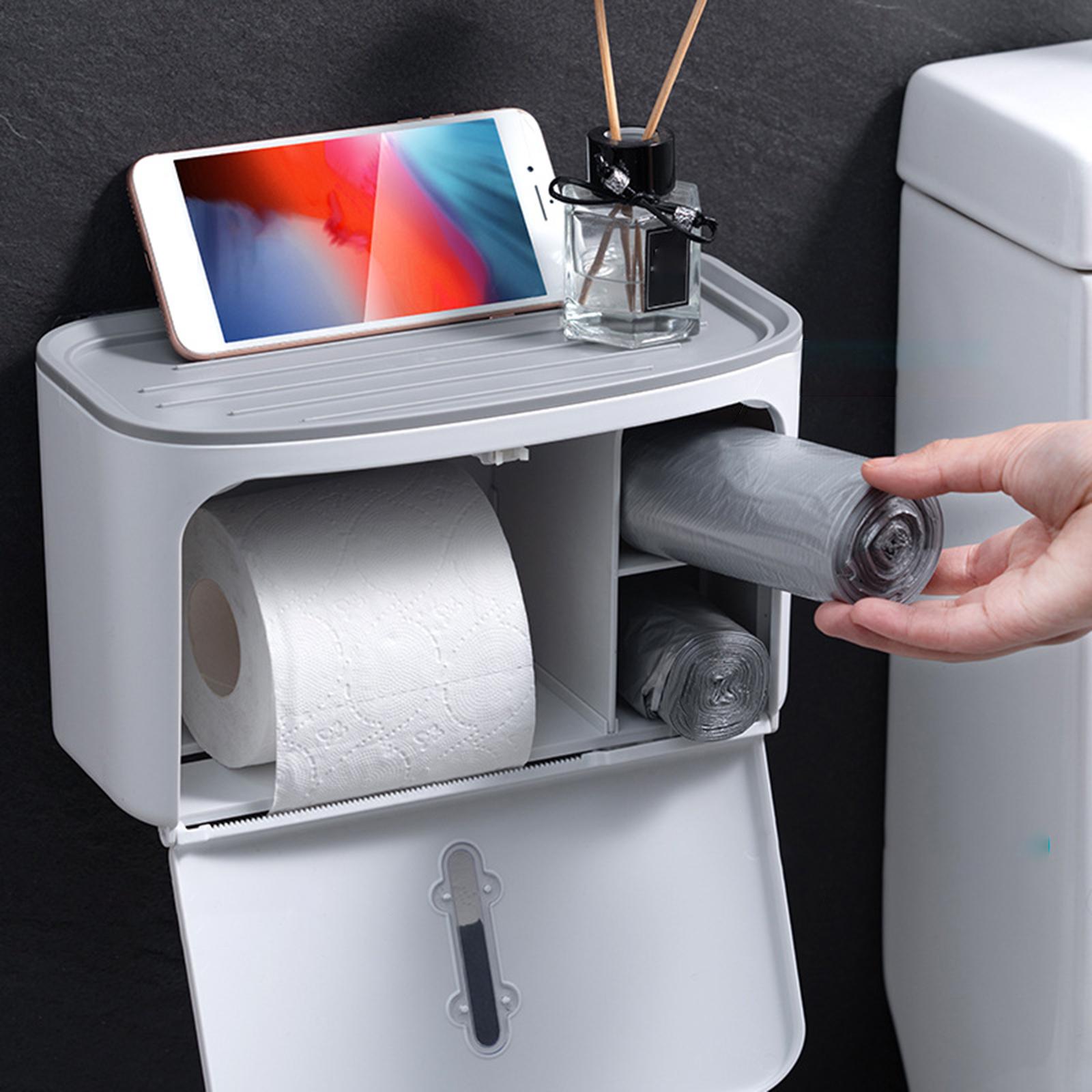 Tissue Box Wall Mount Punch Free Toilet Paper Holder for Home