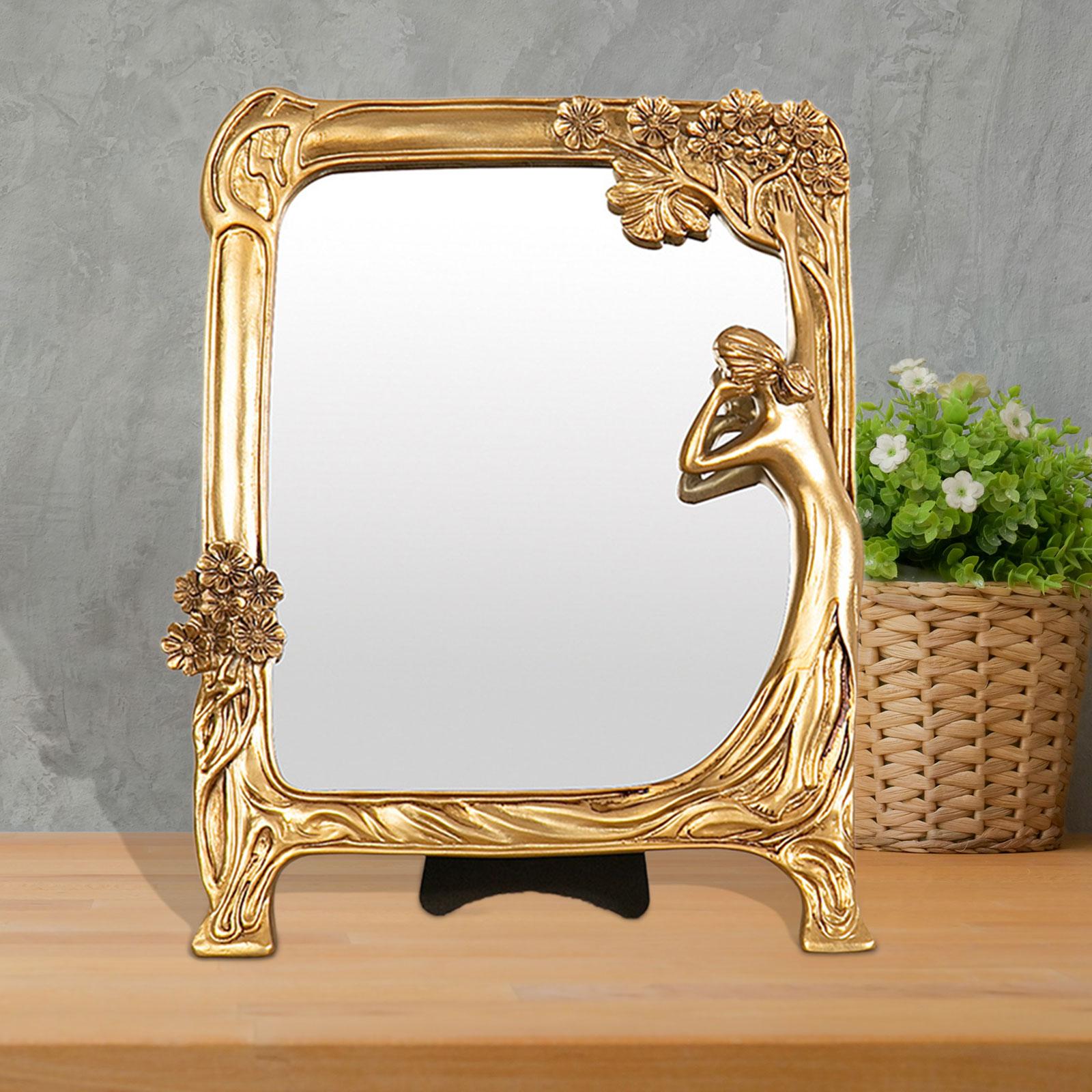 Decorative Mirror Maid Girl Makeup Mirror Ornate Baroque Mirror Table Mirror Square