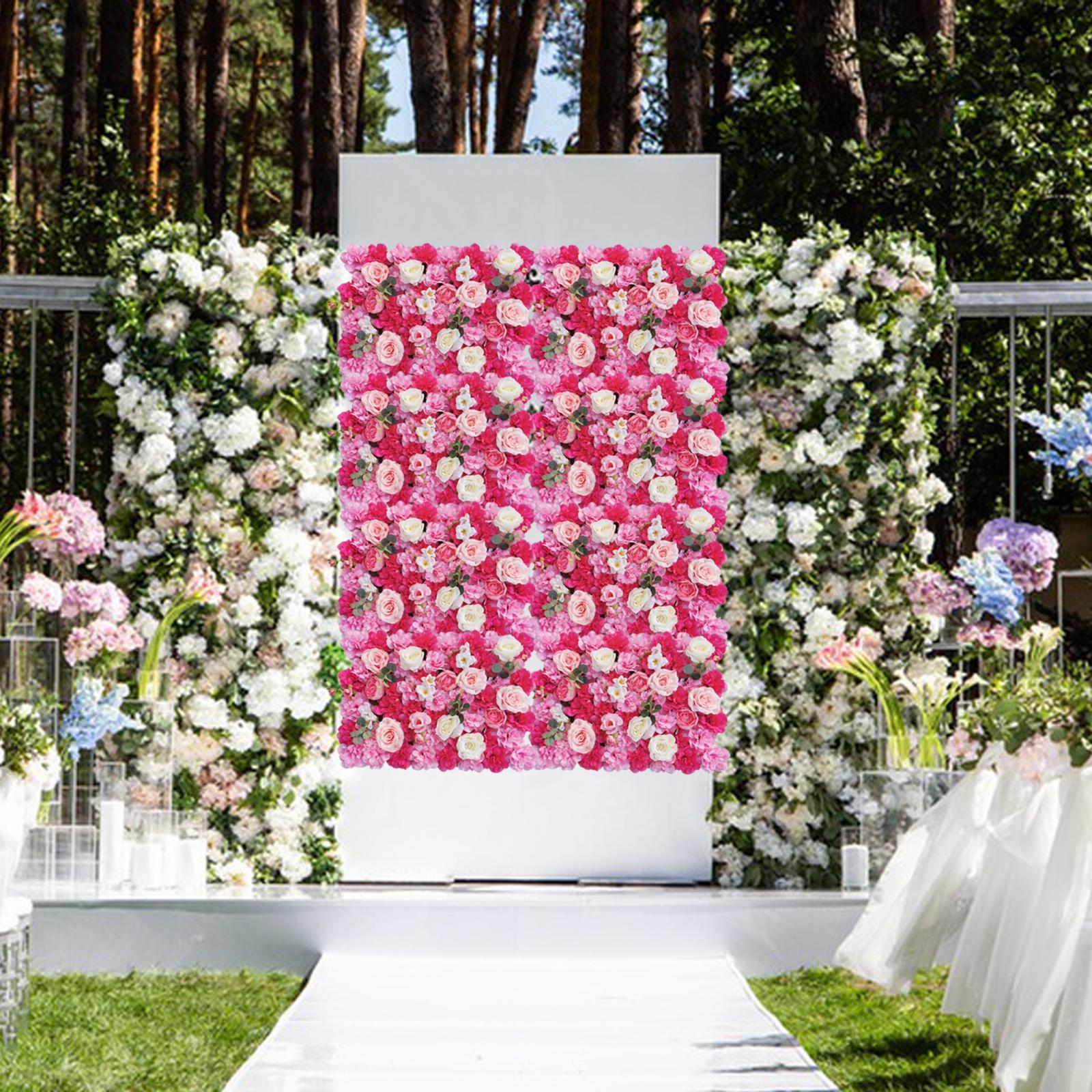 Artificial Flower Wall Panel Floral Panel Background for Wedding Stage Decor Rose Red Pink