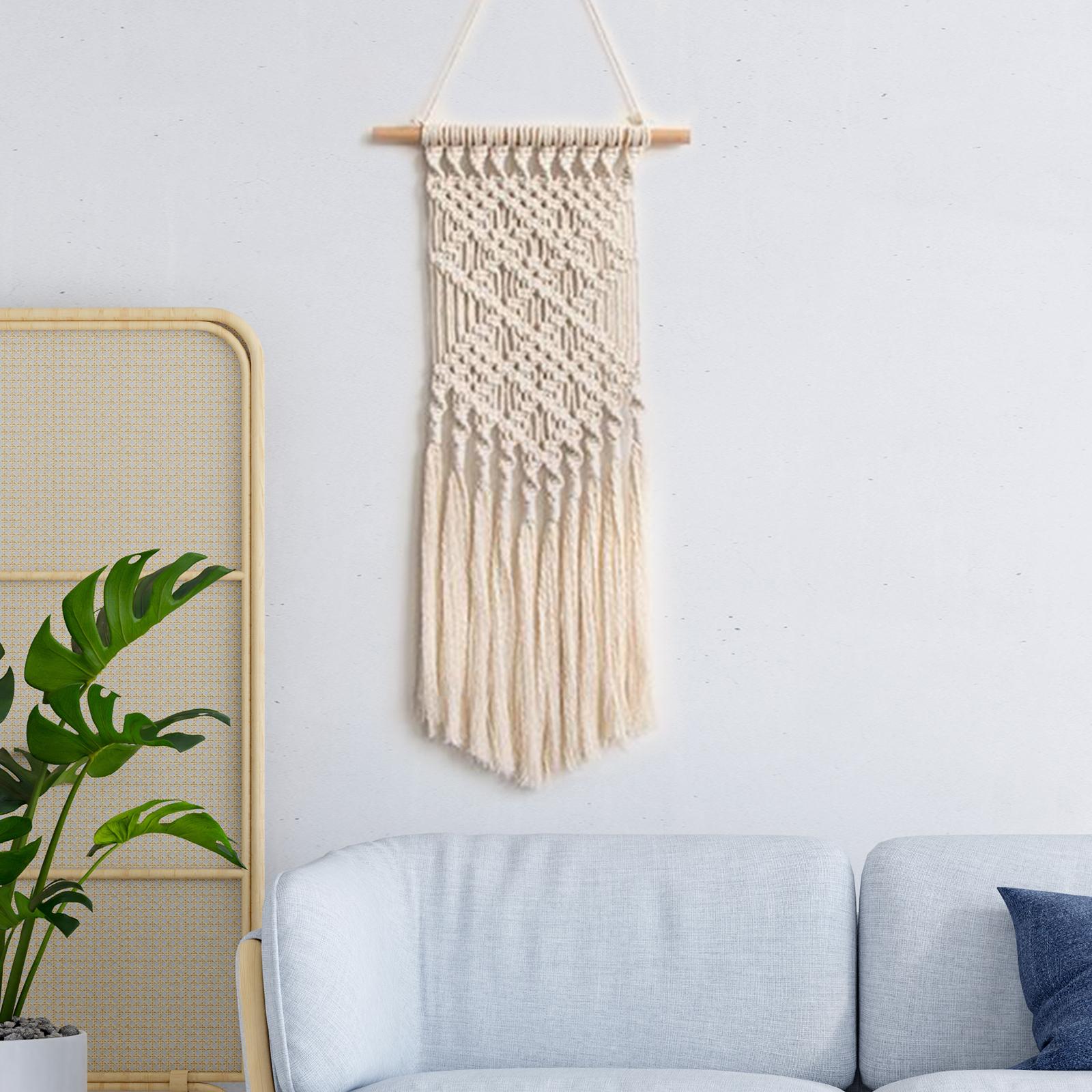 Macrame Wall Hanging Bohemian Chic Hand Woven Tapestry for Apartment Gallery 30cmx60cm