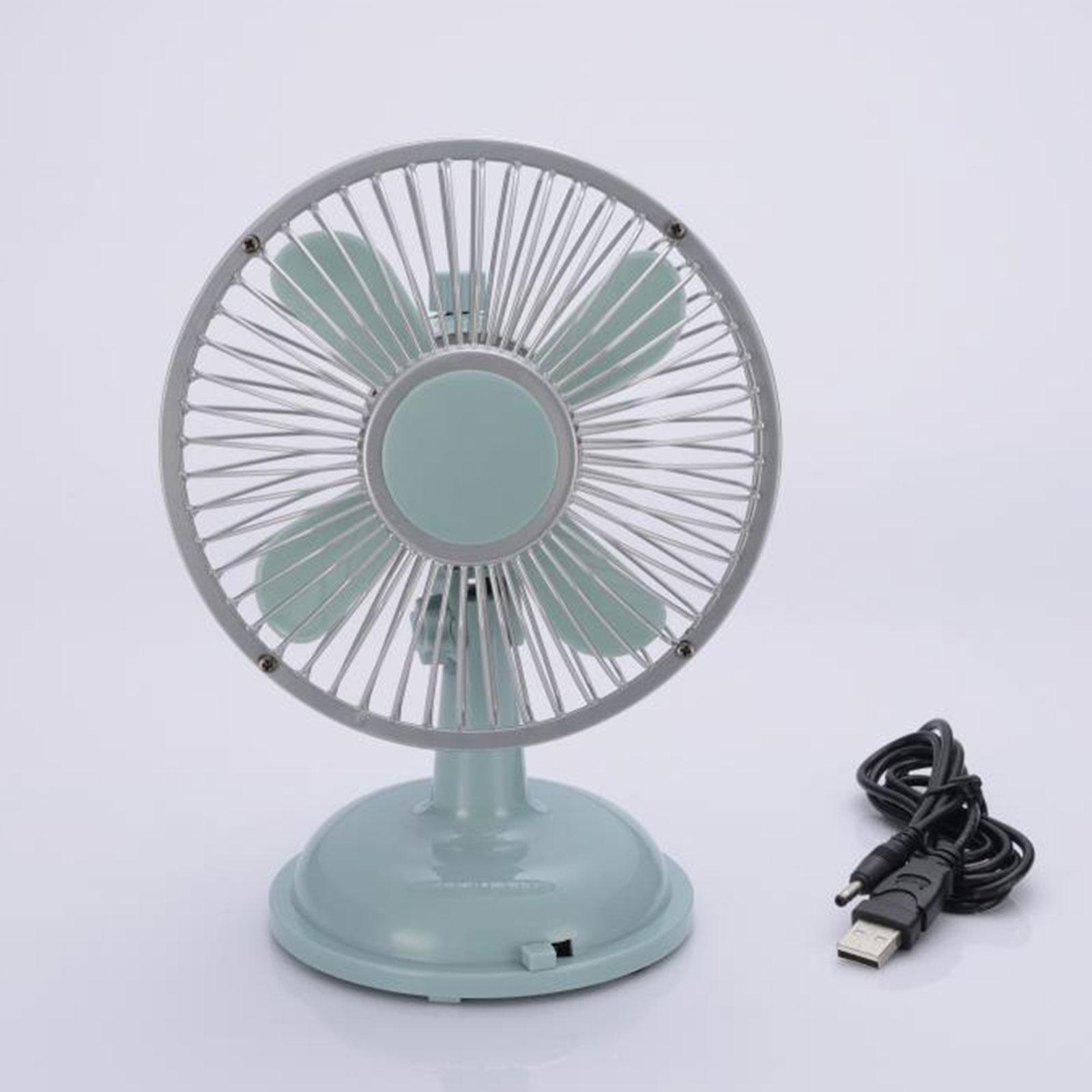 Mini Desk Fan USB Rechargeable Hiking Home Desktop Car Personal Portable Fan Light Blue