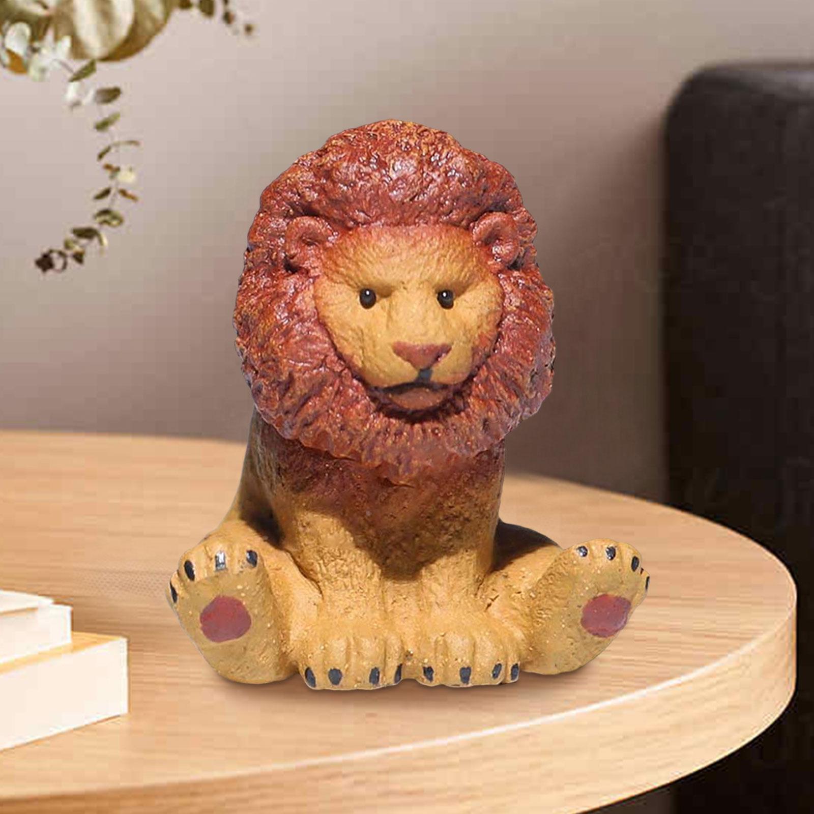 Miniature Animal Figurine Small Animal Statue for Living Room Bookcase Decor Lion