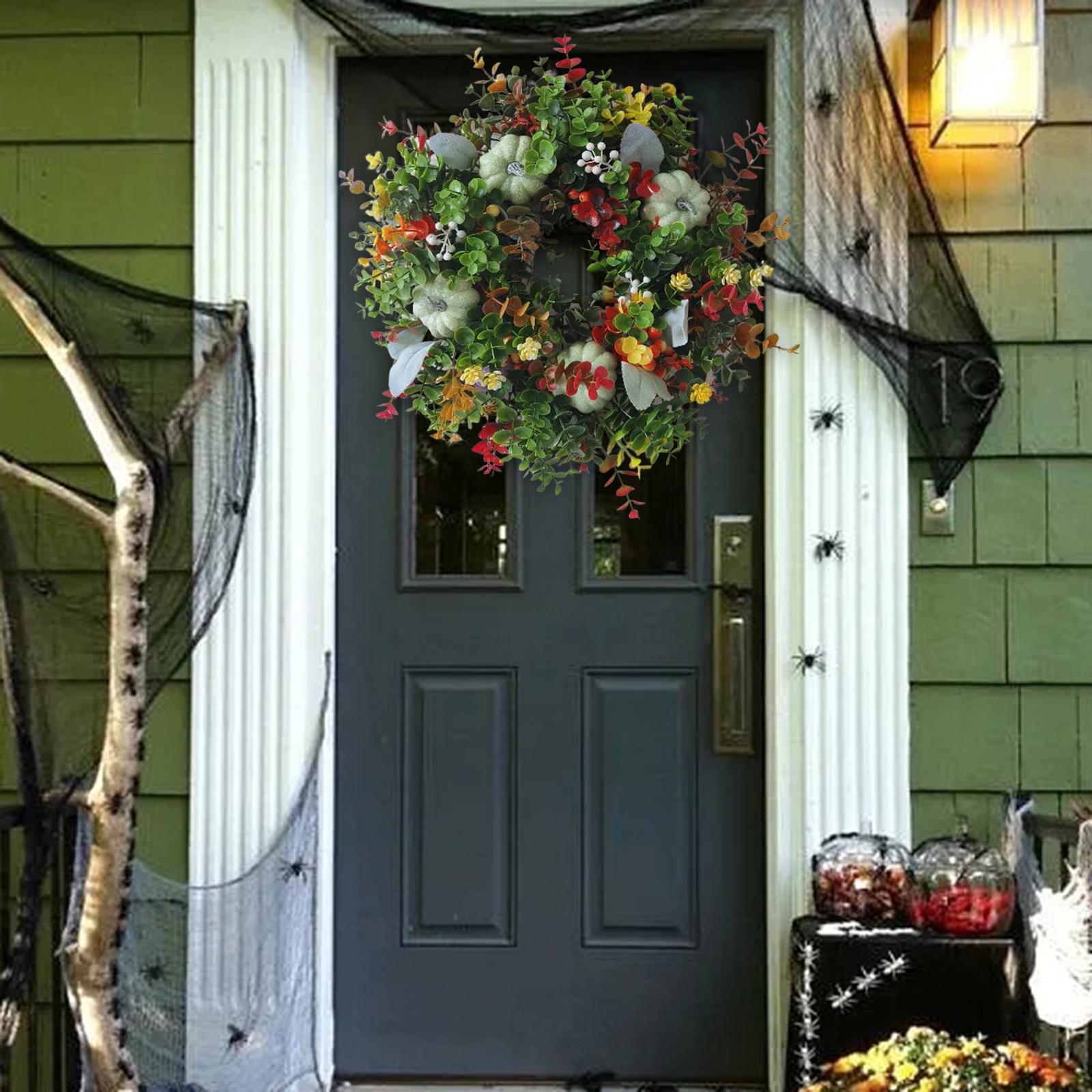 Eucalyptus Pumpkin Wreath 40cm Stairs Wall for Farmhouse Bedroom Celebration