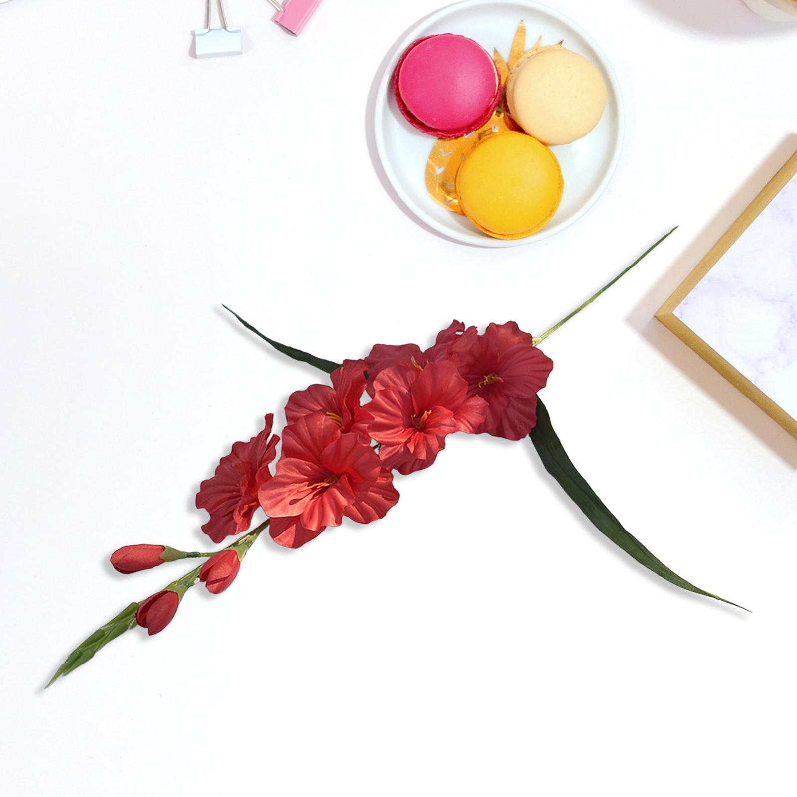 Artificial Gladiolus Flower Vivid Artificial Flower for Home Office Festival Red