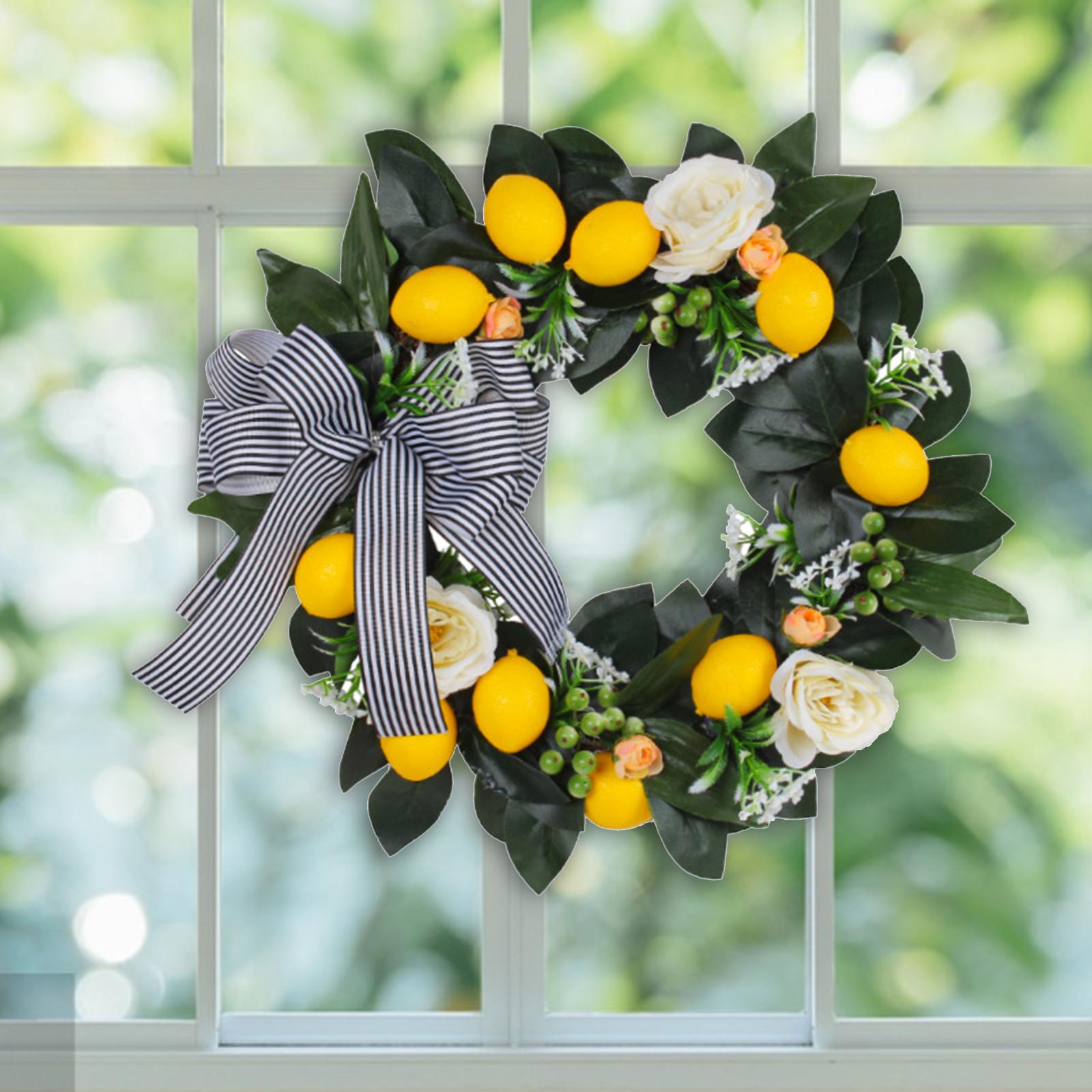 Lemon Wreath Greenery Leaves Spring Summer Wreaths for Garden Party