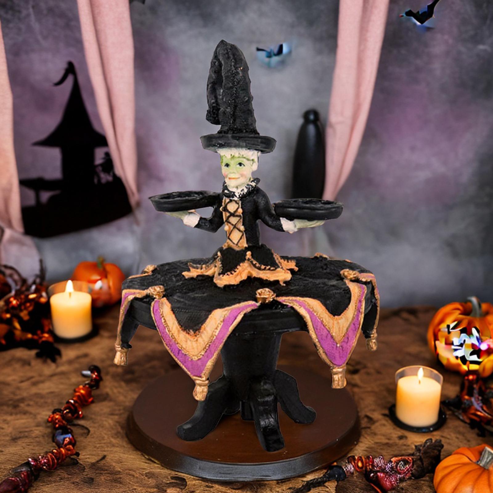 Witch Display Stand Tray Halloween with Tray Witch Sculpture Tray Decoration L