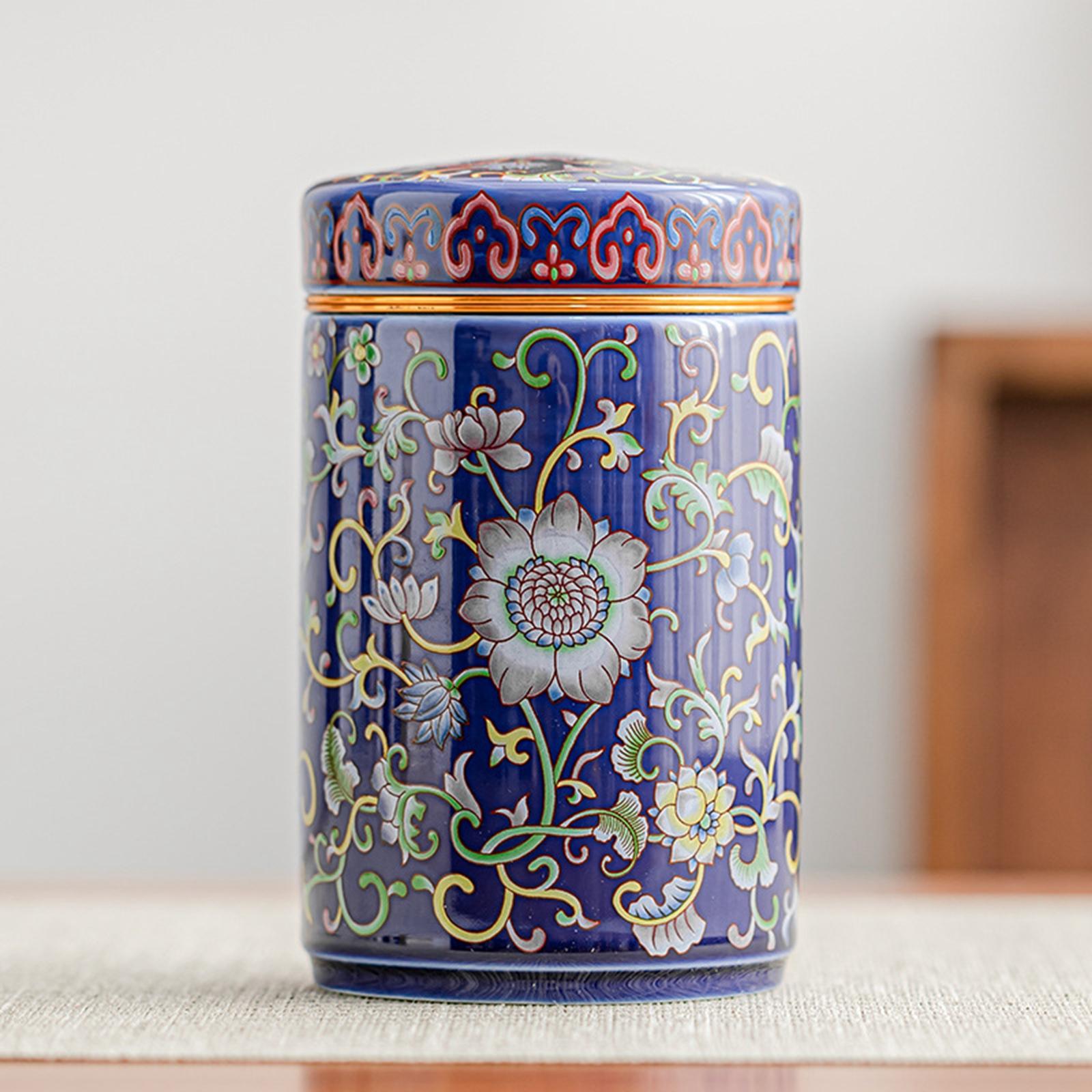 Temple Ginger Jar Tea Canister Decoration Versatile Tea Storage Jar with Lid Single Jar Blue