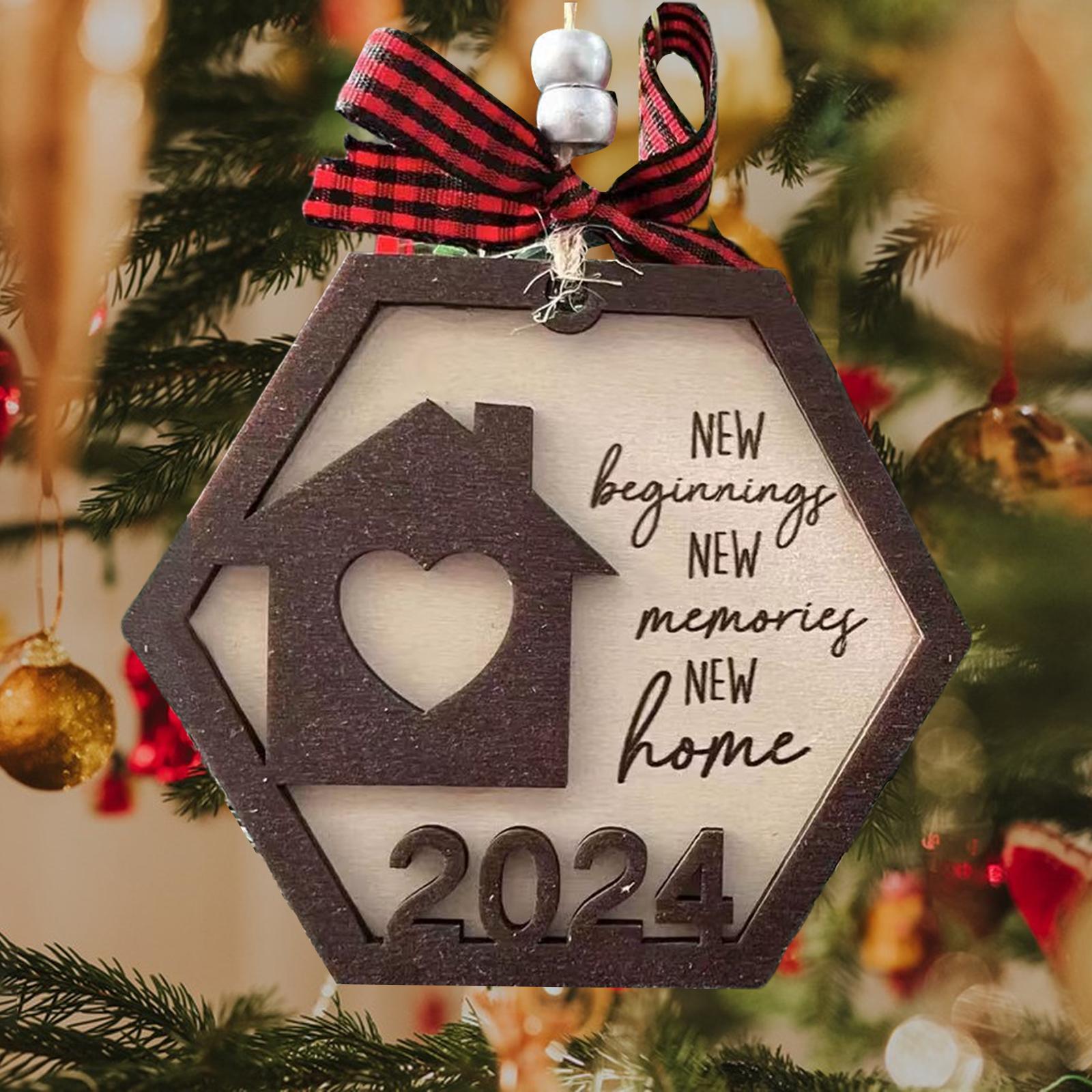 New Home Ornament with Hanging Rope Xmas Party Decoration Housewarming Gift Hexagon 2024
