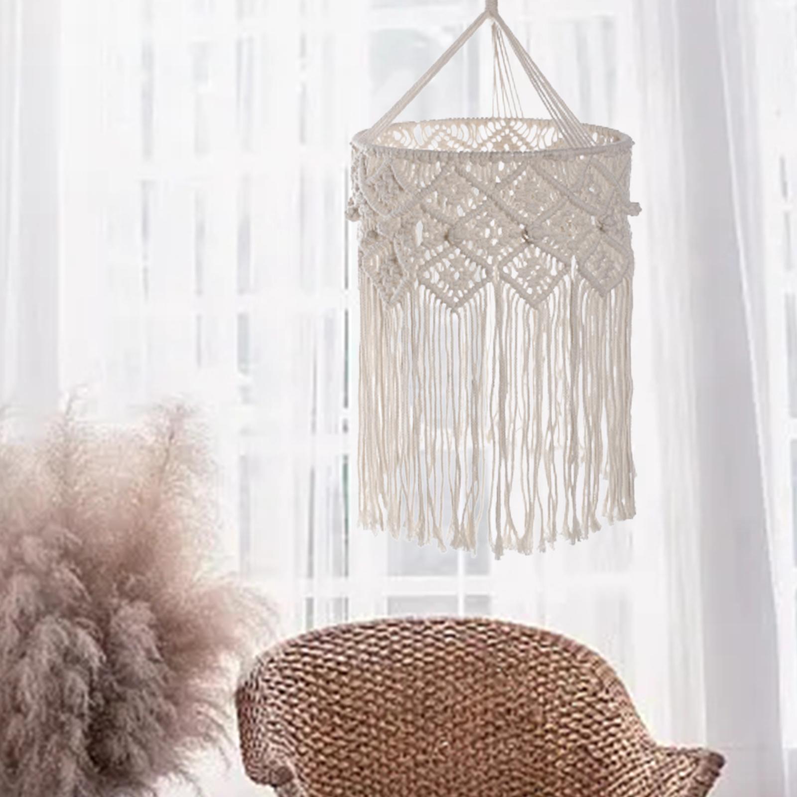 Macrame Hanging Lamp Shade Bohemian Lampshade for Hotel Kitchen Dining Table Style B